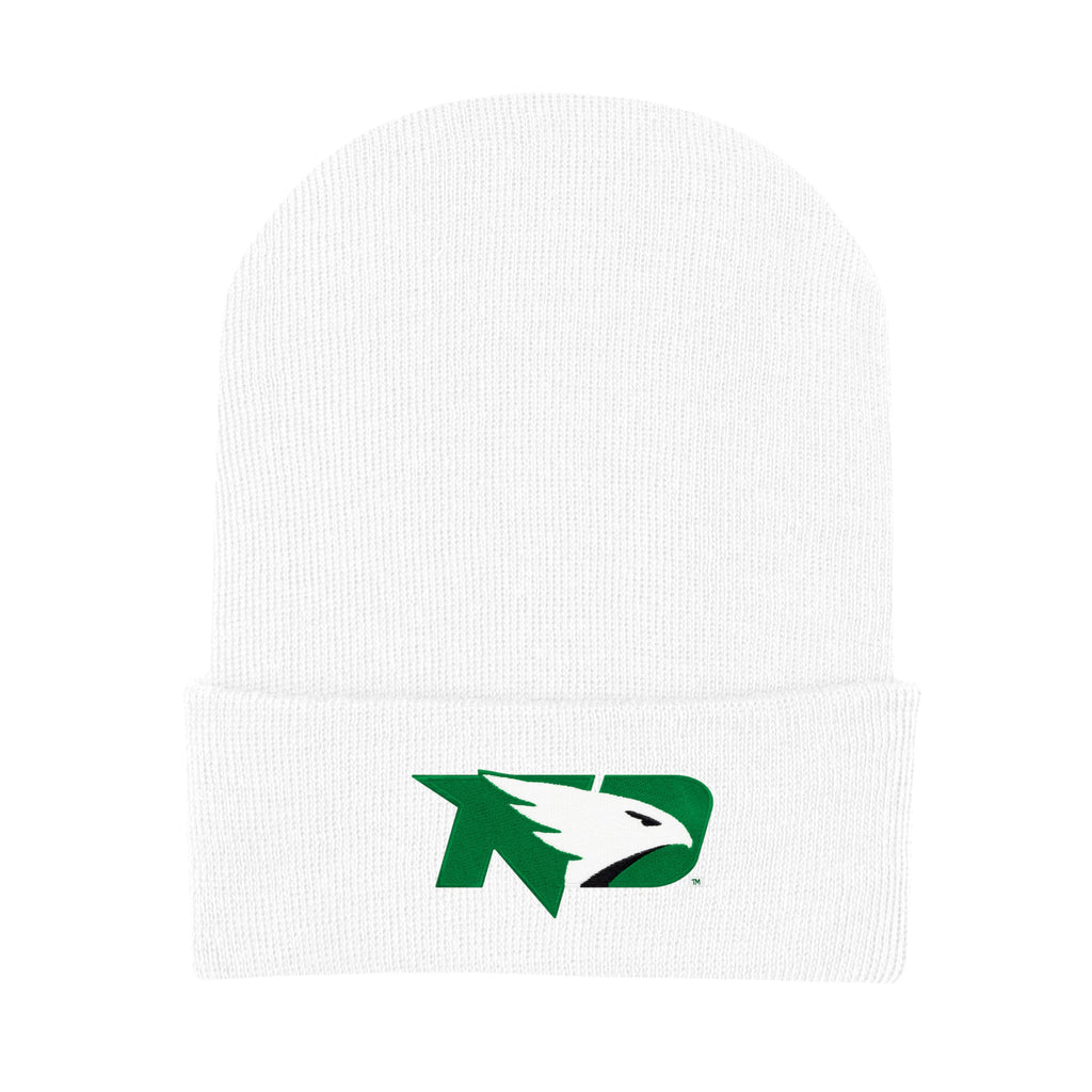 College Baby Knit Cap North Dakota Fighting Hawks Logo - White - Newborn