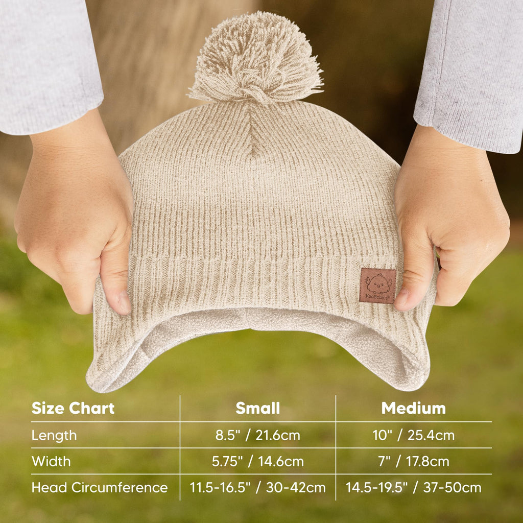 KeaBabies Baby Beanies, Winter Baby Hats for Boys, Girls (Cream, 6-36M)
