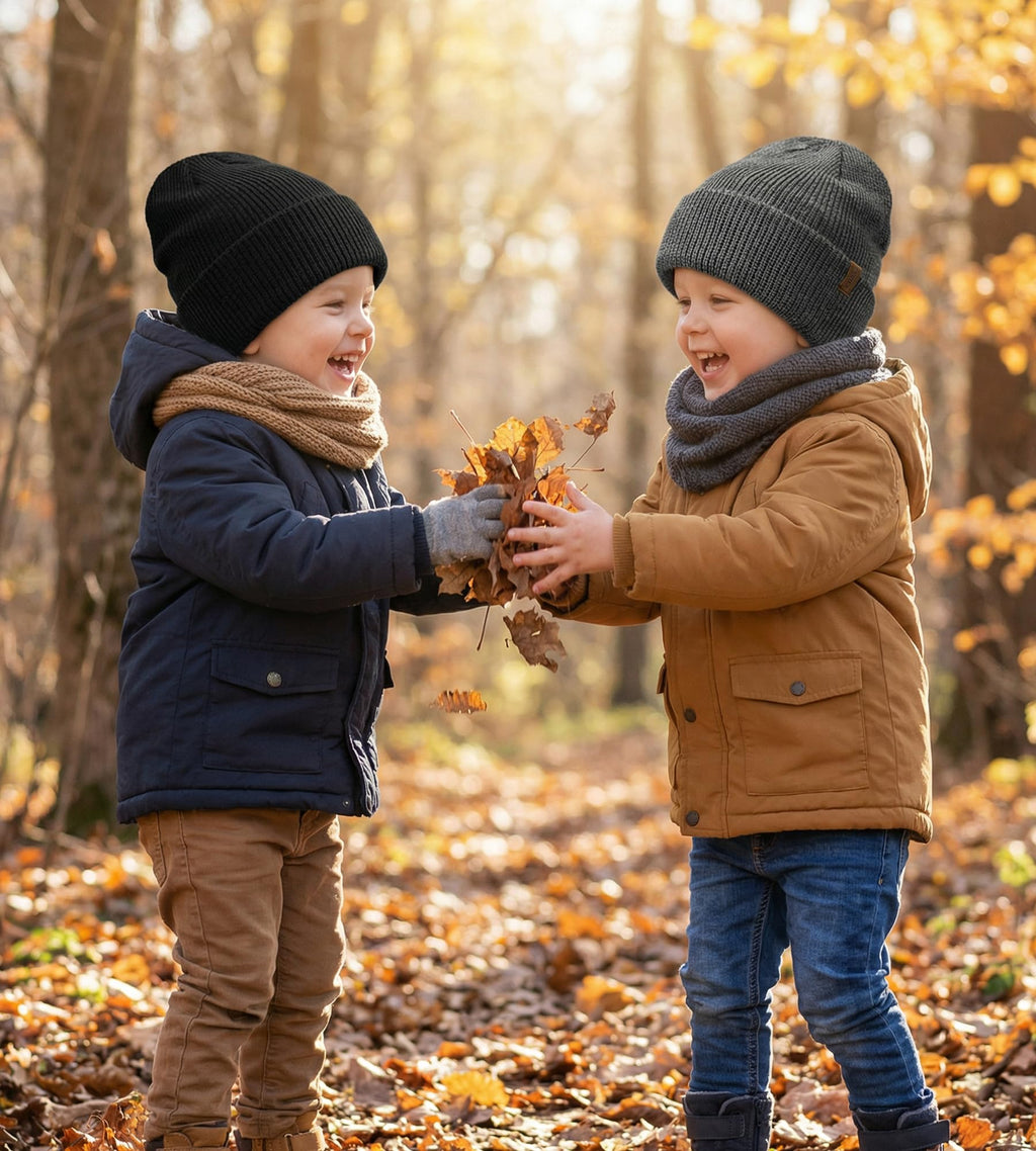 Bebila Baby Beanie Toddler Infant Winter Hats Knit Warm Caps for Boys Girls (US, Age, 6 Months, 36 Months, Grey+Black+Caramel)