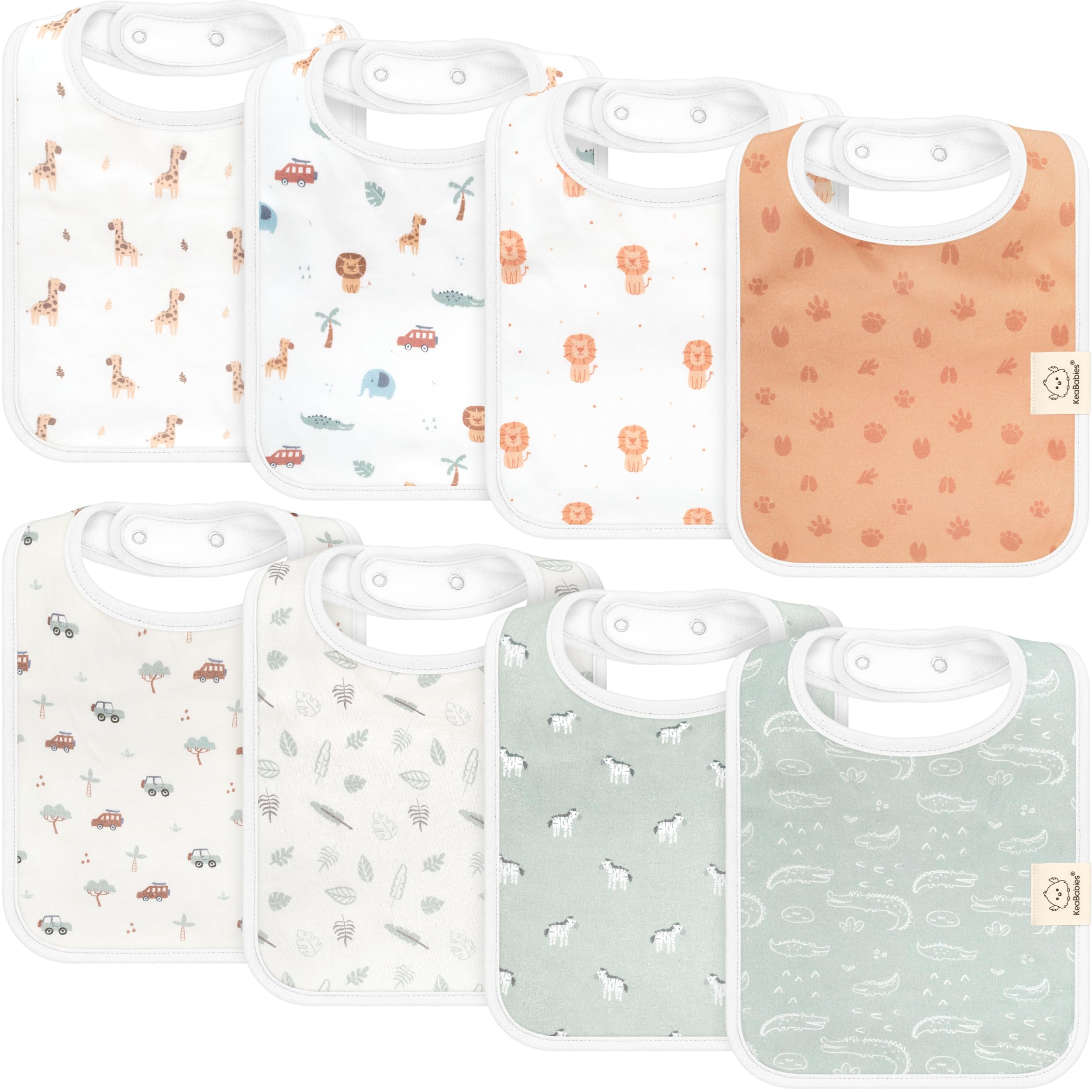 KeaBabies 8-Pack Organic Baby Bibs for Boys, Girls Drool Bibs (Wilderness)