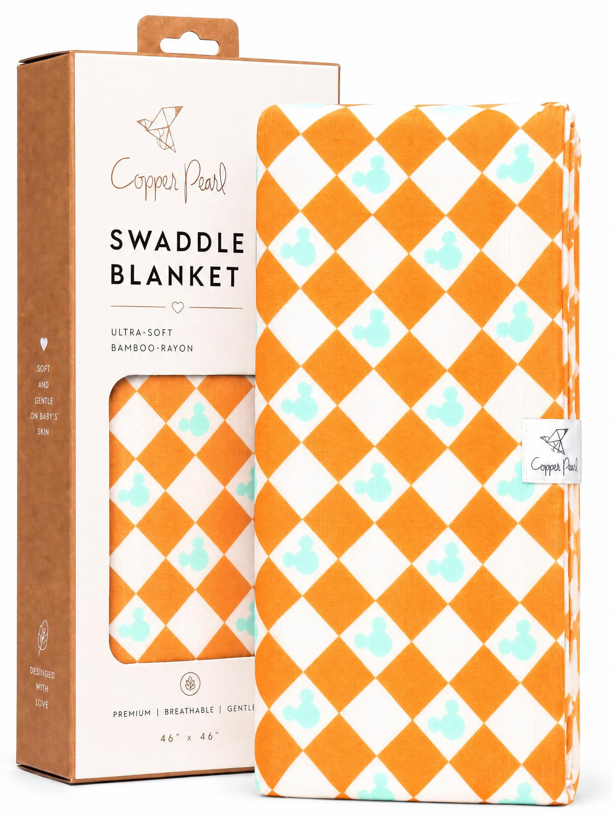 Copper Pearl Swaddle Blankets for Newborns | Soft Stretchy Receiving Blankets for Boys and Girls | Large 46 x 46 Inch Baby Blankets | Lightweight and Breathable Swaddles | Disney Princess