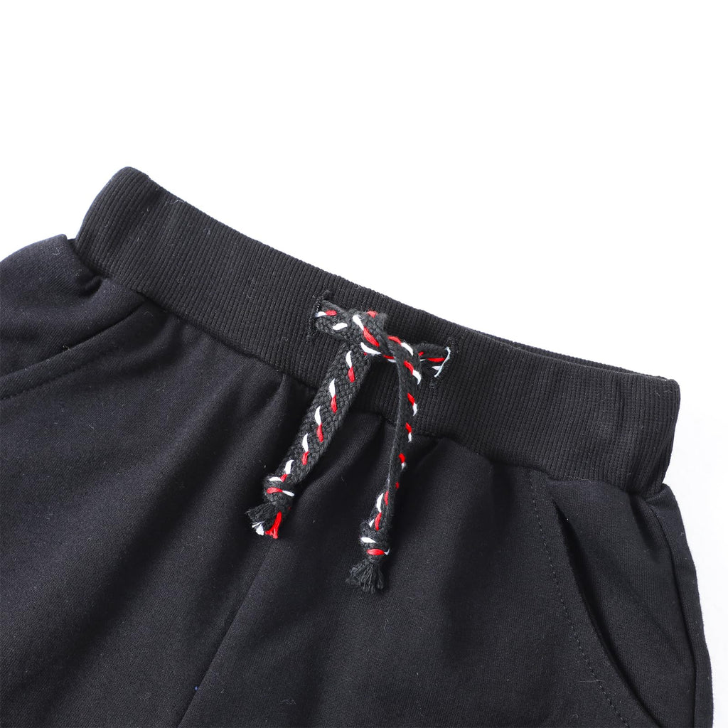 HILEELANG Boys Jogger Pants Cotton Sweatpants 3 Pack Pockets Black