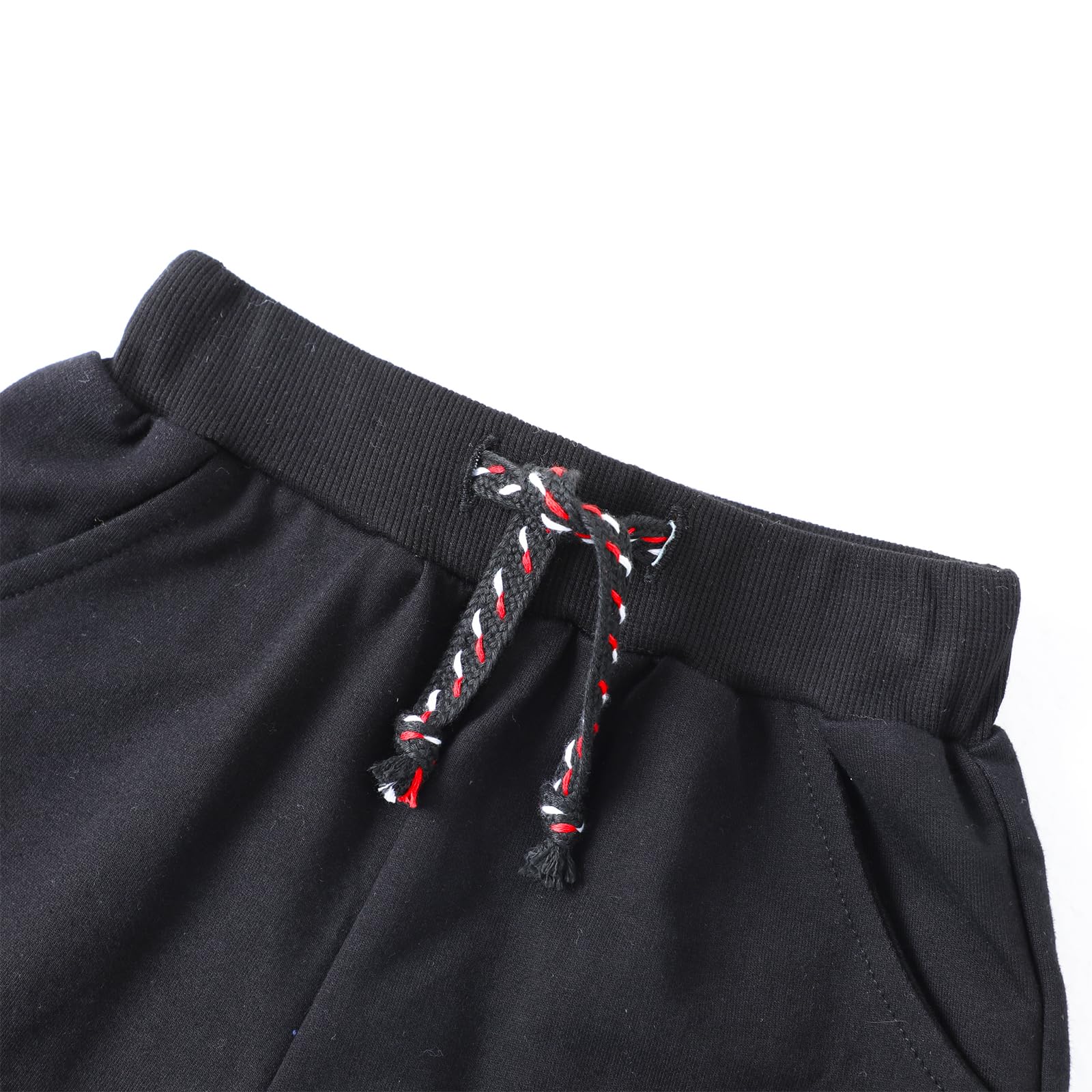 HILEELANG Boys Jogger Pants Cotton Sweatpants 3 Pack Pockets Black