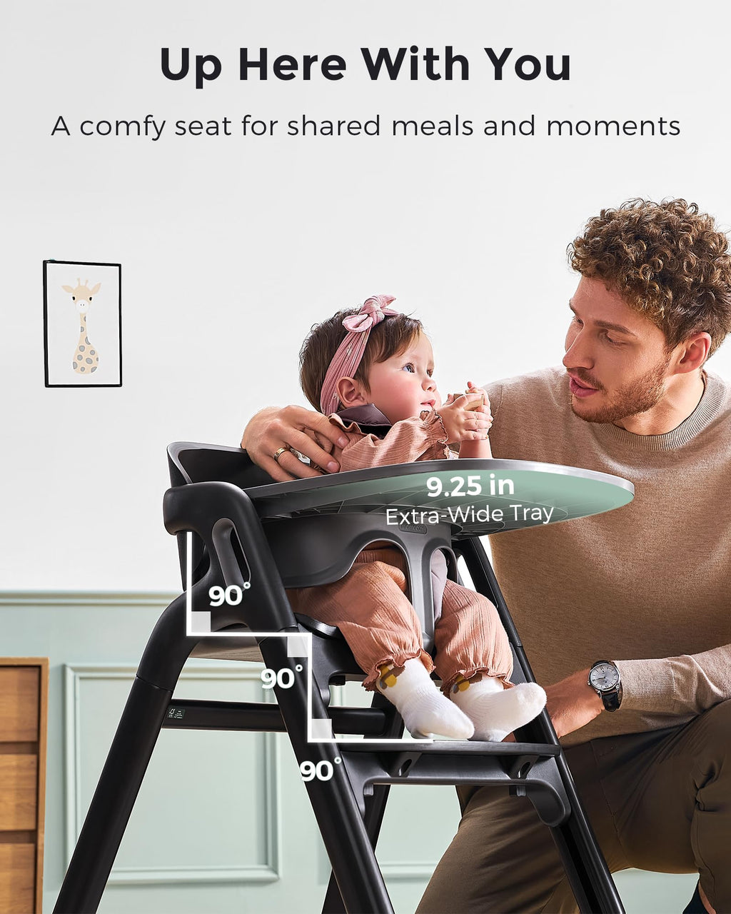 Momcozy 5-in-1 Wooden High Chair for Babies & Toddlers, Midnight Black