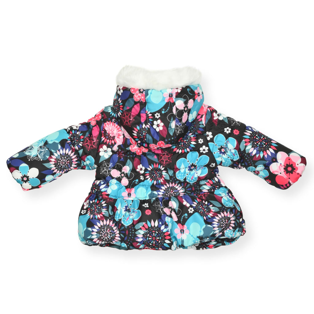Arctic Quest Girls' Bib Snow Pants and Ski Jacket Water-Resistant Snowsuit For Kids Winter Hooded Jacket, Rich Black, 3T