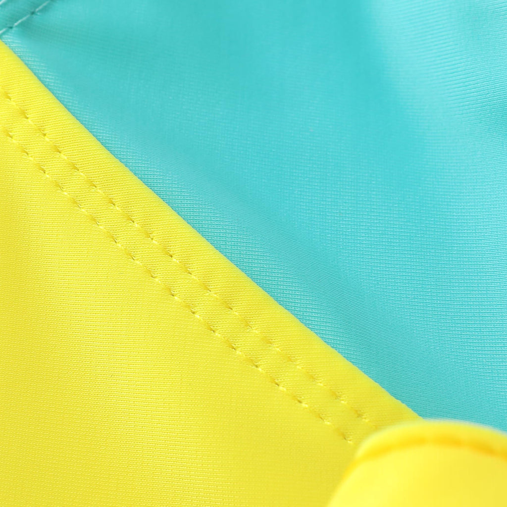 Happy Town Toddler Swimsuit Girl One Piece Bathing Suit Color Block Swimwear Baby Summer Beach Wear(5-6 Years,Blue Yellow Pink)