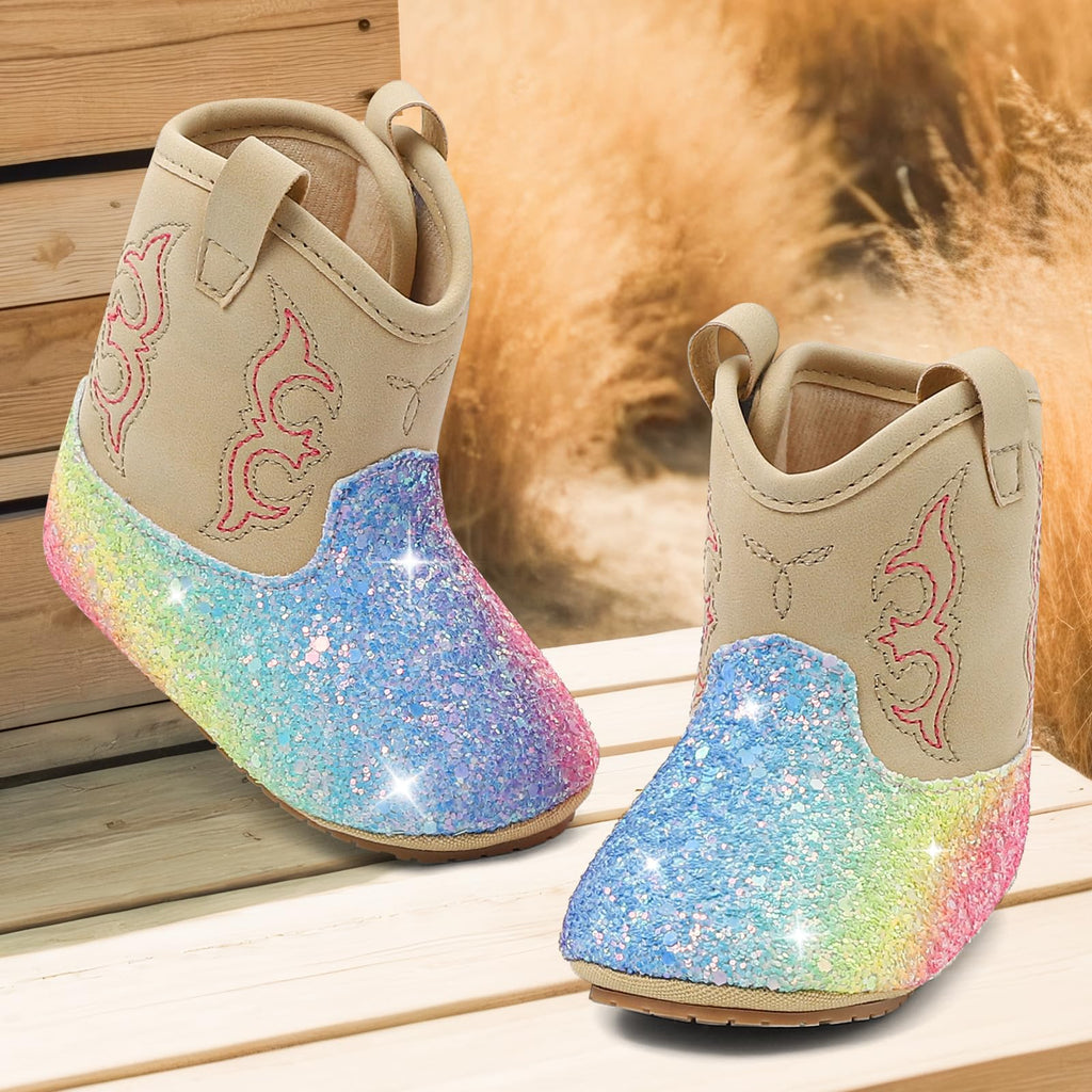 MK MATT KEELY Leather Western Boots Cowboy Bootie Soft Sole Non-Slip Crib Shoes for Baby Infant Toddler Girls Boys Newborn