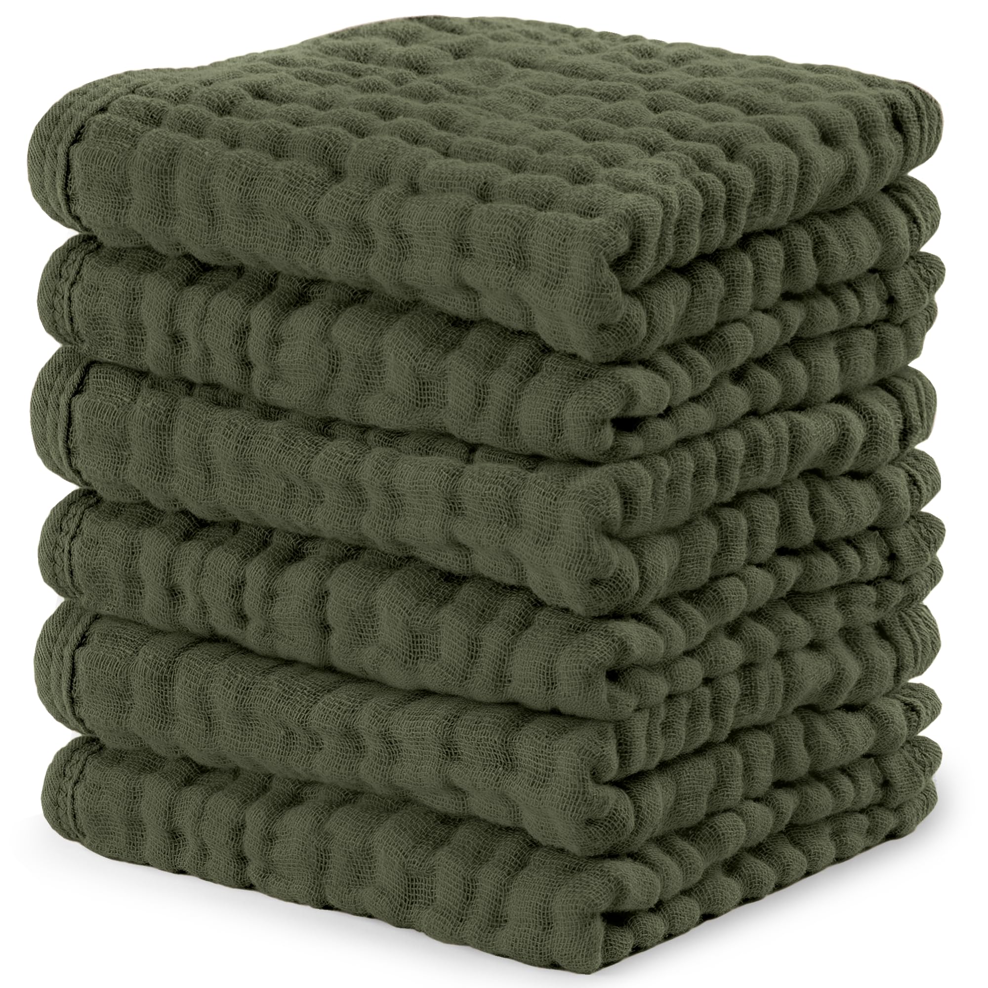 Comfy Cubs Muslin Baby Washcloths 10"x10" 6 Pk - Kelp