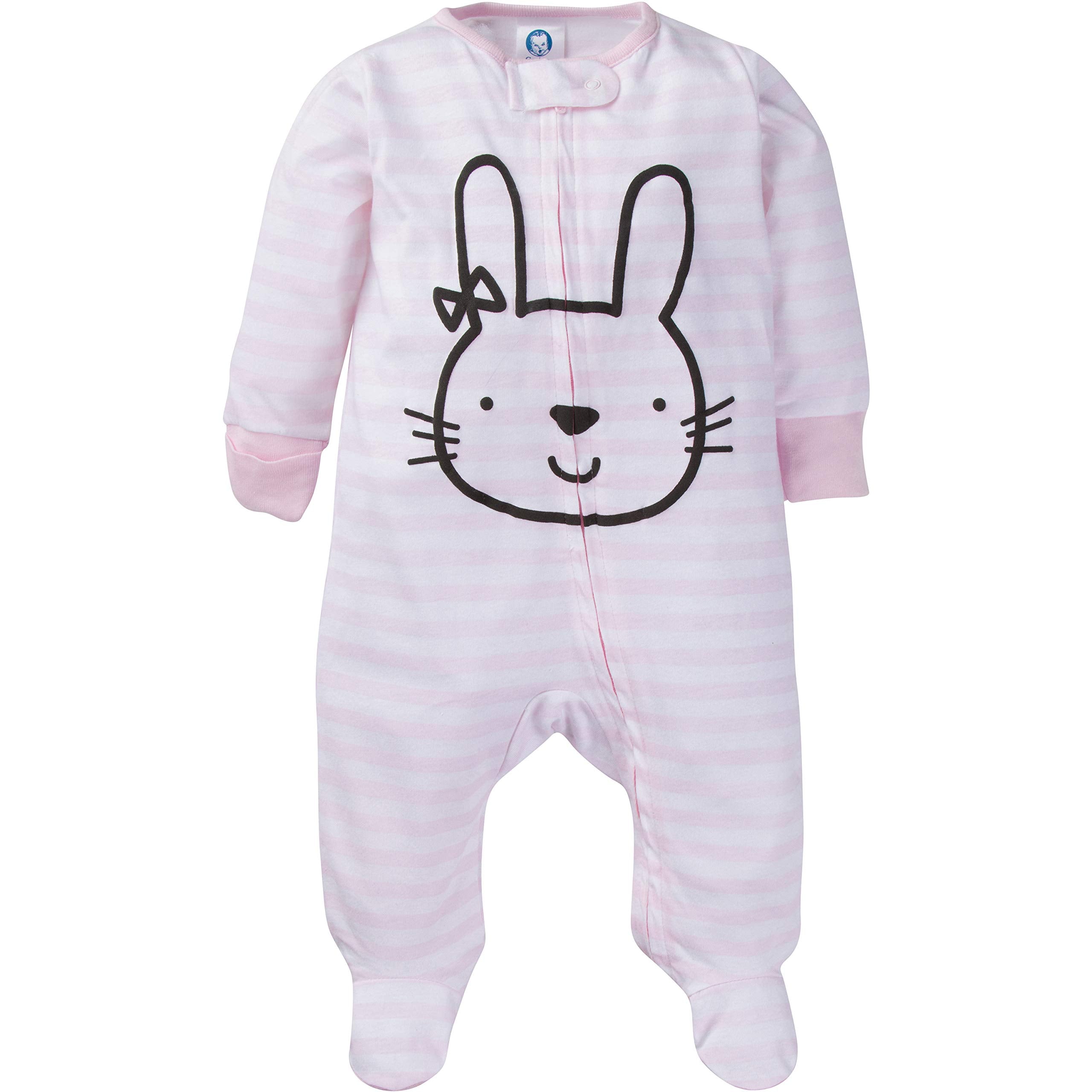 Gerber Baby Girls 4 Pack Sleep 'N Play Footie Bunny Smiley Newborn