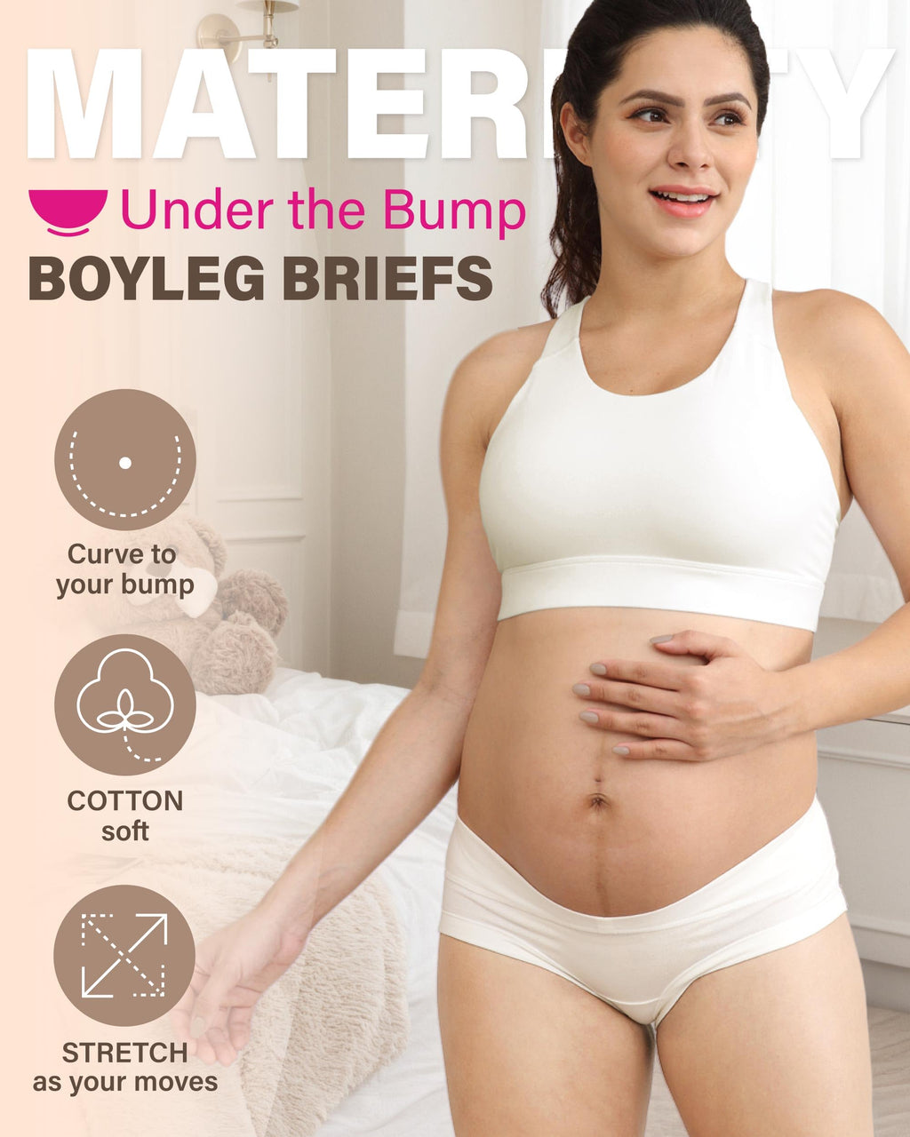Intimate Portal Cotton Maternity Underwear Pregnancy Boyshort Panties, XXL