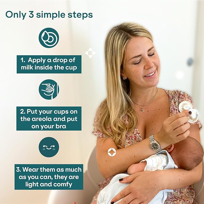 Koala Babycare The Original Silver Nursing Cups - Nipple Shields for Breastfeeding Newborn - Breastfeeding Essentials - Protect and Soothe - Tri-Laminate Silver - Maxi Size