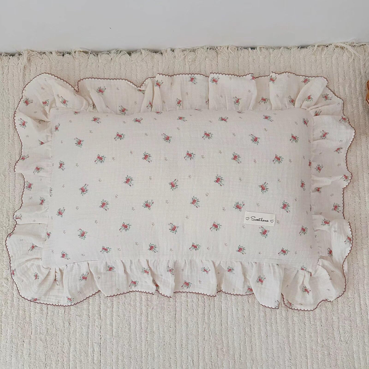 BuLuTu Muslin Toddler Pillowcase for Girls Boys, Sheep Pattern, 14"x20"