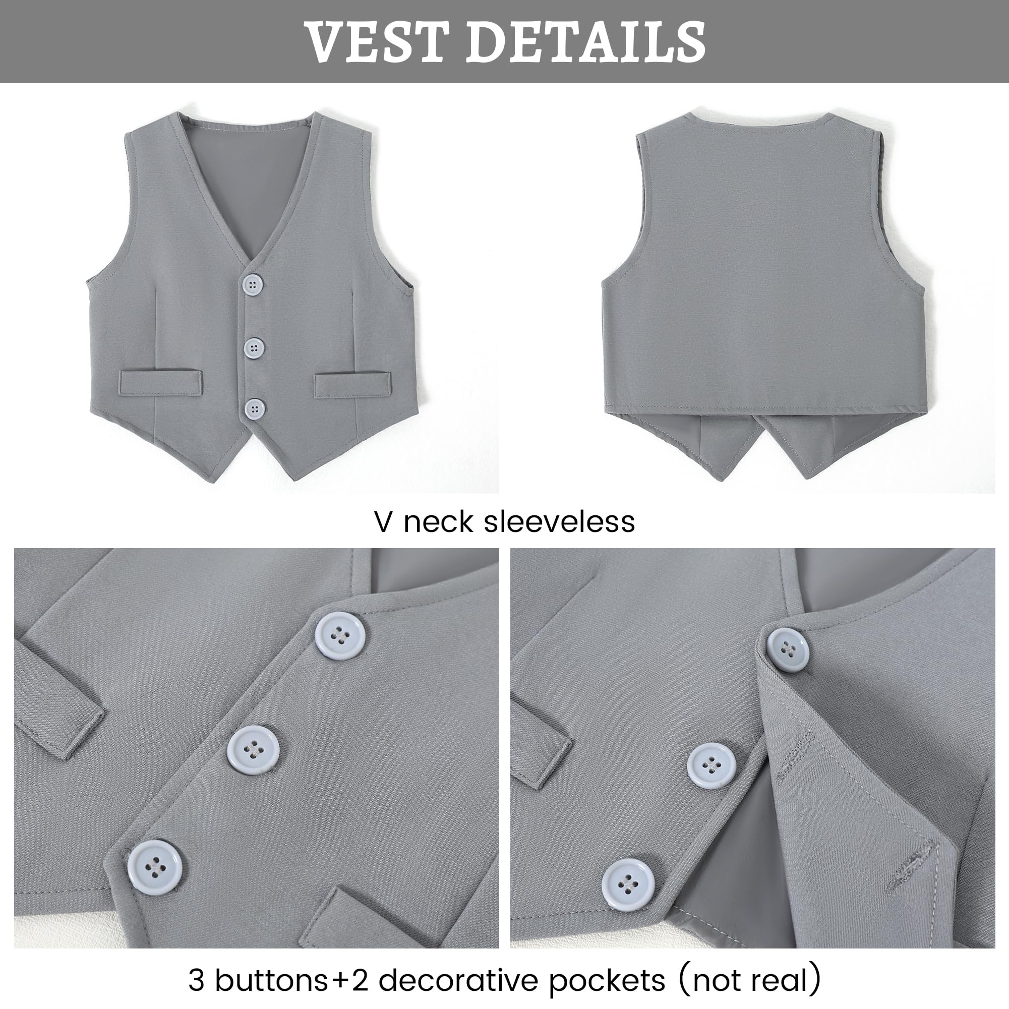 SANMIO Baby Boy Suit Set Infant Gentleman Formal Outfits 0-24M Light Gray