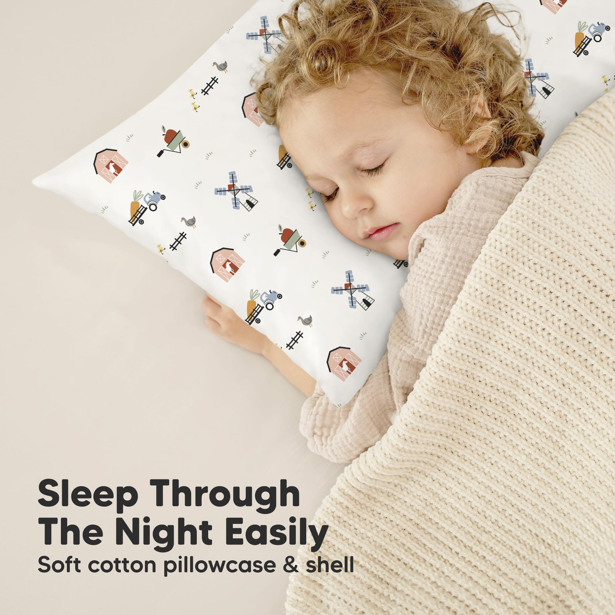 KeaBabies Organic Toddler Pillow with Pillowcase, Jumbo 14X20 (Wild Picnic)