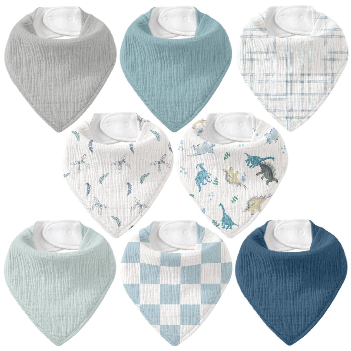 CIVARUA KIDS 8 Pack Muslin Baby Bandana Bibs for Drooling and Teething