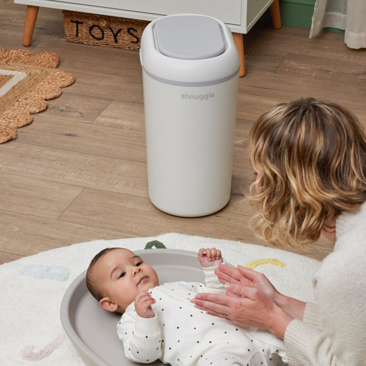 Eco-Touch Baby Nappy Diaper Bin - Odor Lock Airlock, No Costly Refills, 10L Capacity, Recyclable, Use Any Bag - White Nursery Diaper Pail