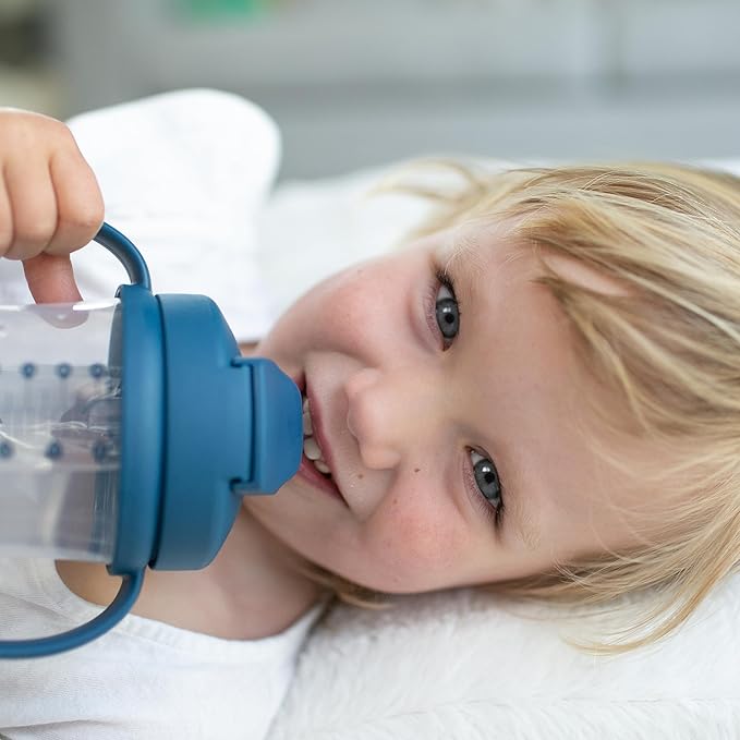 Dr. Brown's Milestones Baby's First Straw Cup, Training Cup with Weighted Straw, 9oz/270mL, Dark Blue, BPA Free, 6m+ (Pack of 12)