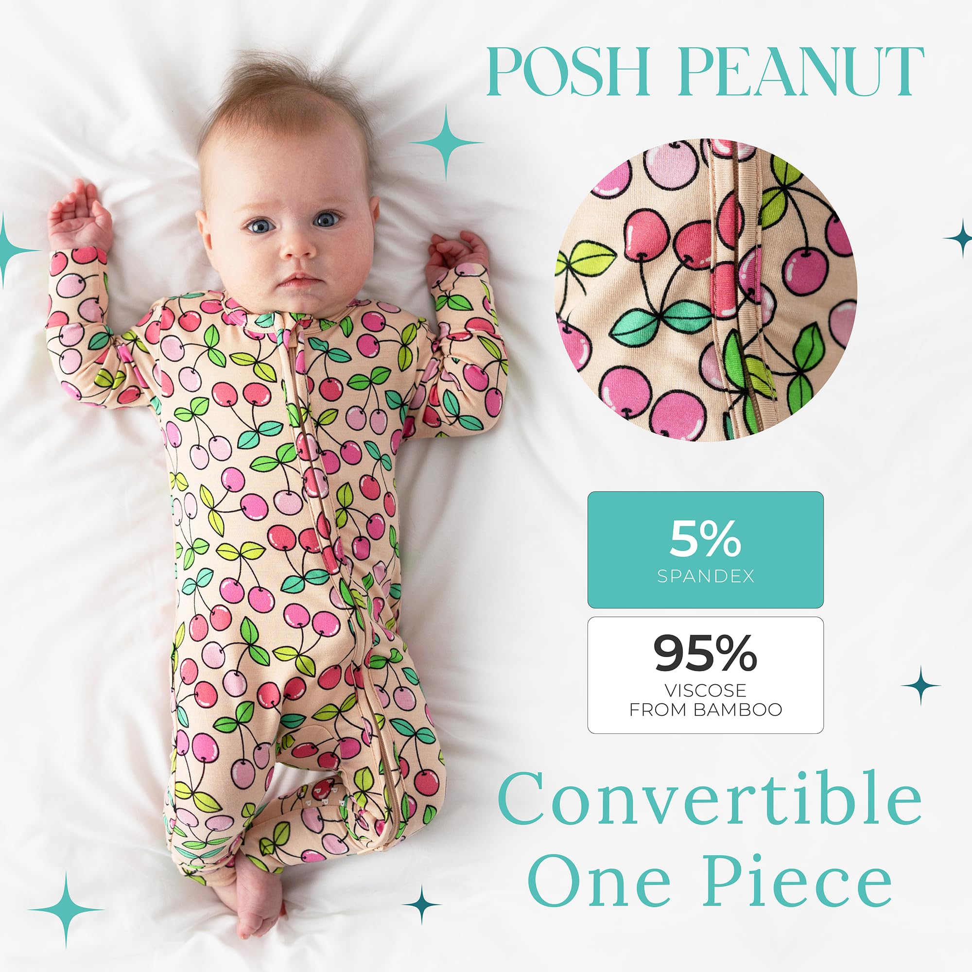 Posh Peanut Girls Convertible Baby Sleepers, Toddlers Footless Pajamas