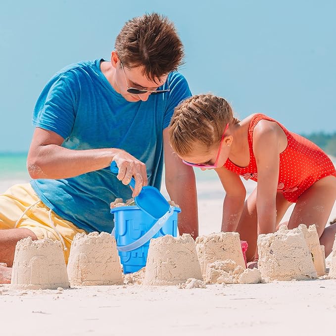 Chivao 6 Pack 7 Inch Beach Sand Buckets and Shovels Sets Castle Model Sand Buckets and Shovels Set Beach Pails Toys Use for Mould at The Sandbox Summer Pool Party Favors