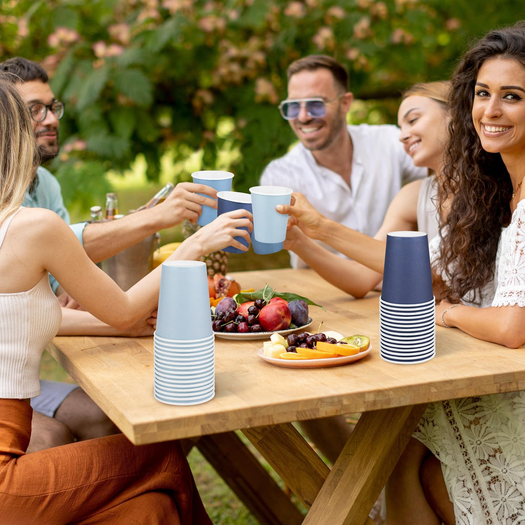 URATOT 60 Pieces 9 Ounce Disposable Paper Cups Gradient Blue Party Cups Drinking Cups for Party, DIY, and Holiday, 4 Colors