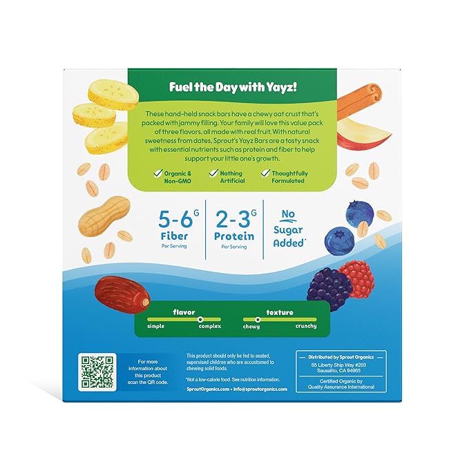 Sprout Organics, Toddler Snack Bars, Yayz Variety Pack, 15 Individual Bars 1 oz Each (6-boxes)