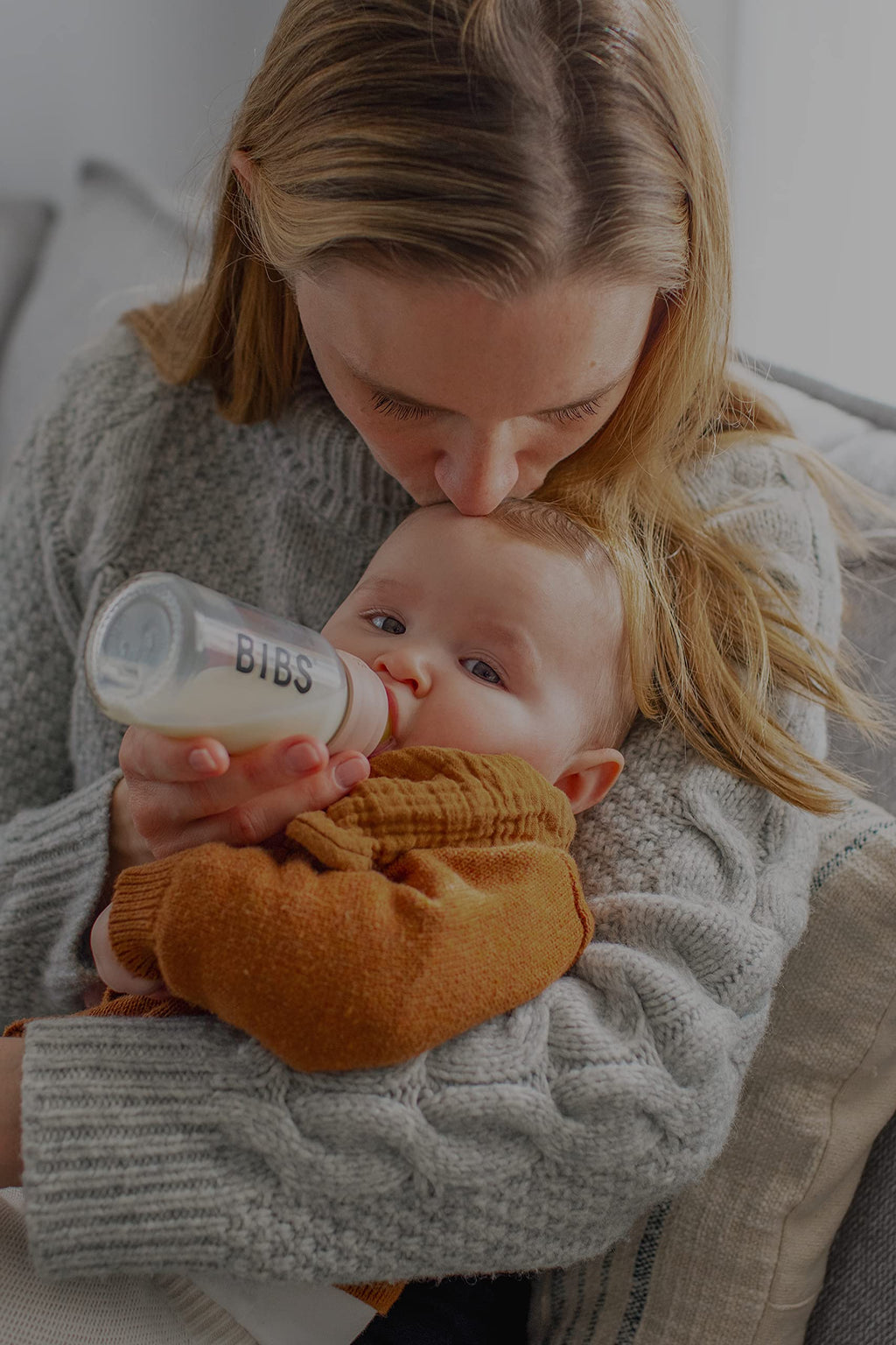 BIBS Baby Glass Bottle. Anti-Colic. Round Natural Rubber Latex Nipple. Supports Natural Breastfeeding, Complete Set - 225 ml, Dusky Lilac