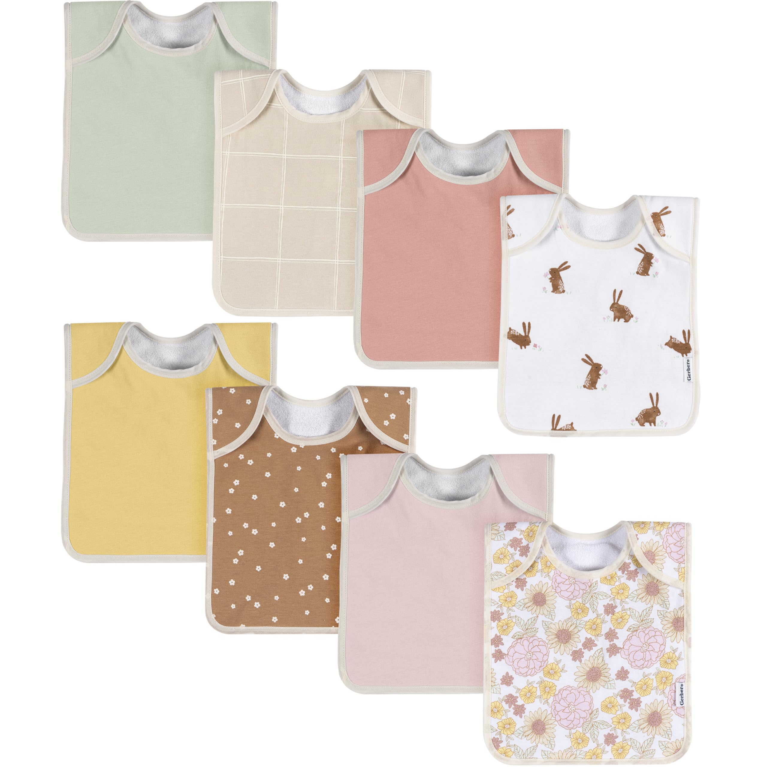 Gerber Baby Unisex Lap Shoulder Bibs 8-Pack, Multi Pink, One Size
