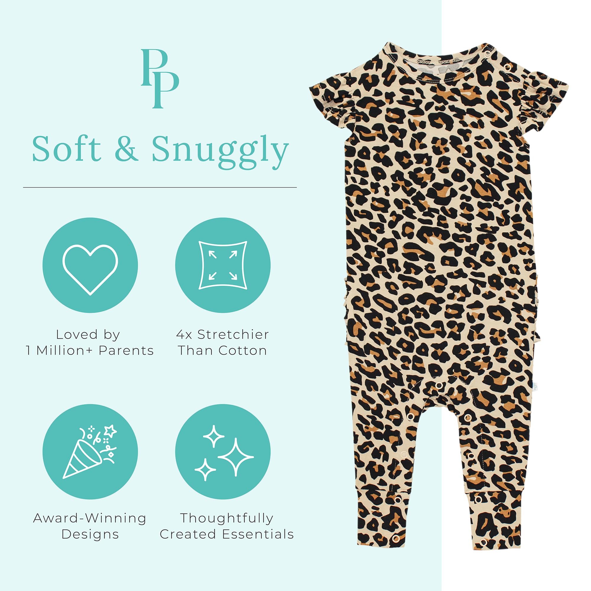 Posh Peanut Baby Girl Romper - Ruffled Capsleeve Henley Romper