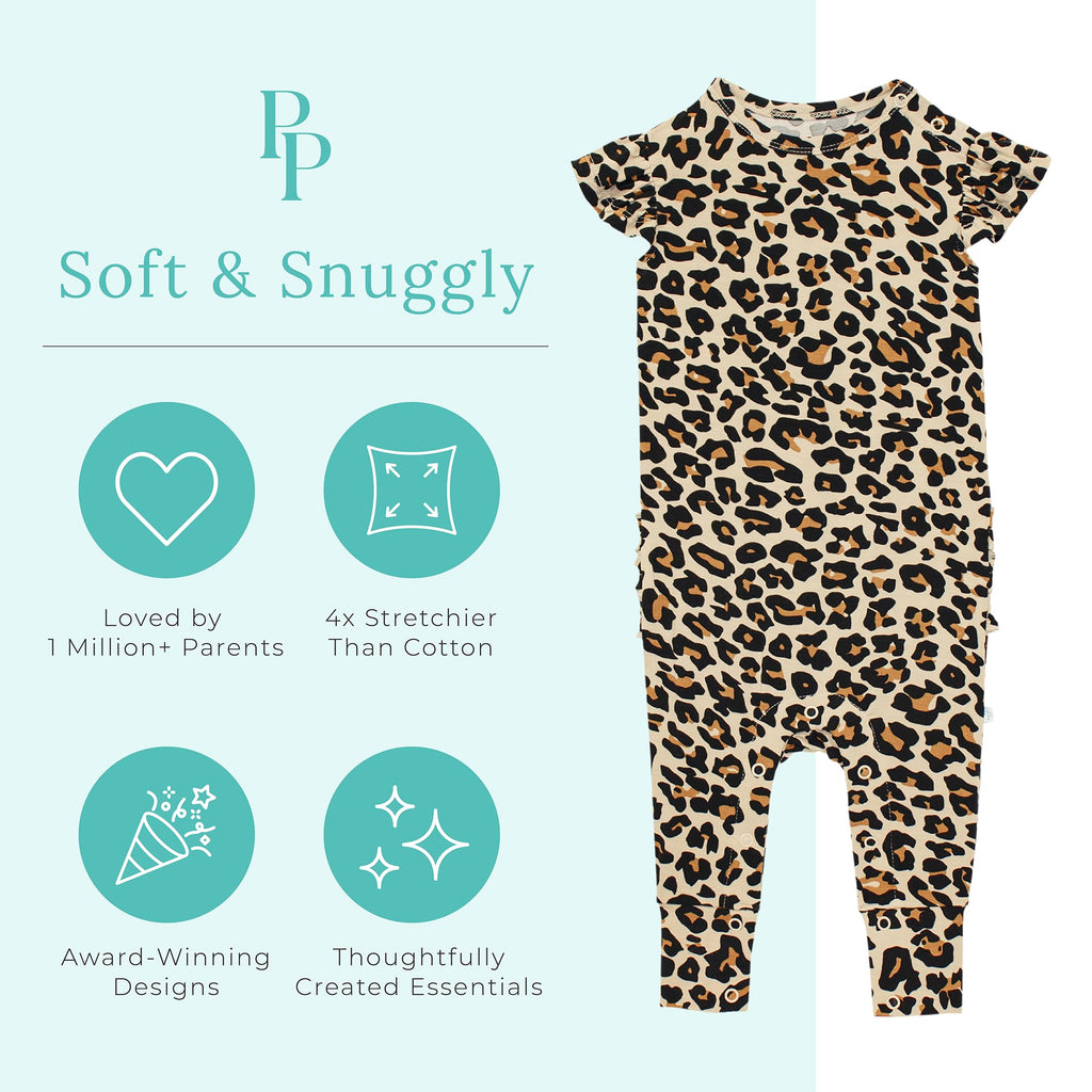 Posh Peanut Baby Girl Romper - Ruffled Capsleeve Henley Romper