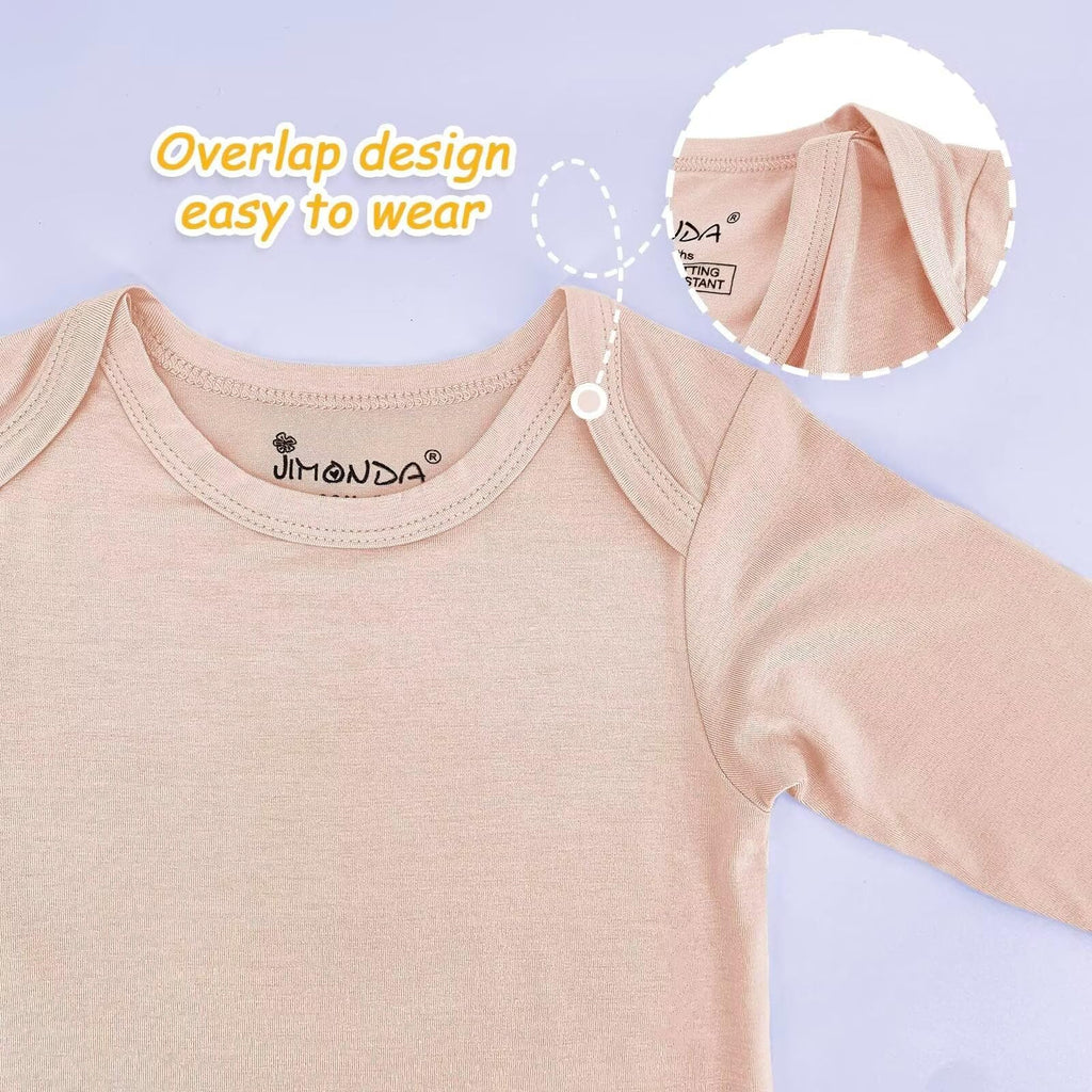 Jimonda Baby Rompers | Soft Summer Long-Sleeve Bodysuit for Newborns 0-24M | Breathable Infant Onesie with Snap Buttonsviolet&blush