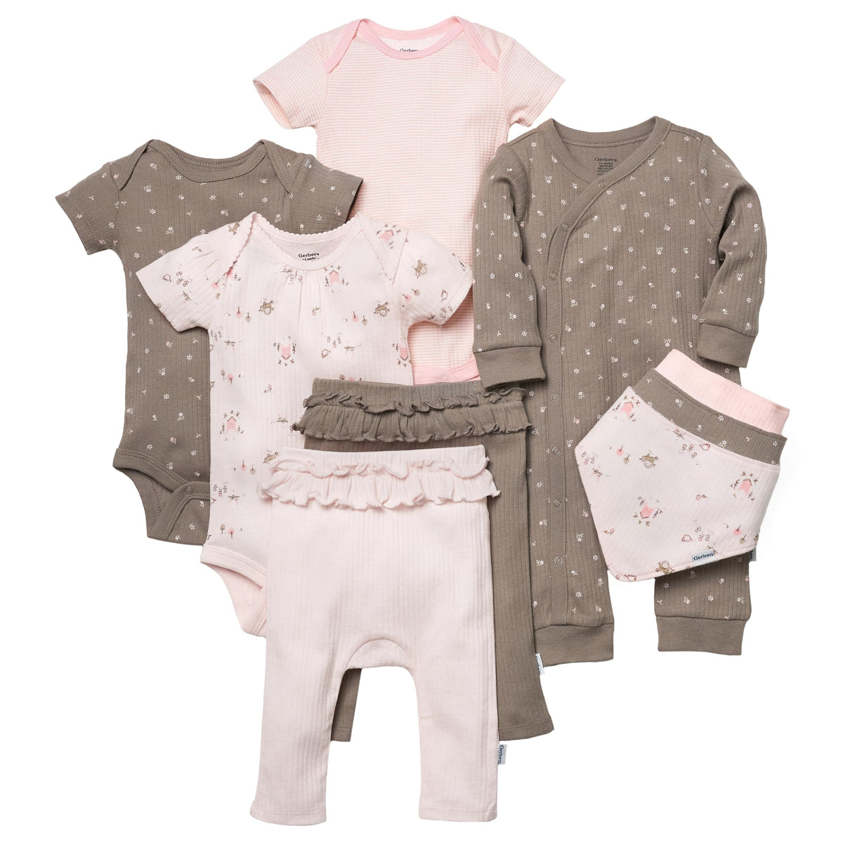 Gerber Unisex Baby 9-Piece Baby Gift Set for Newborn Boys & Girls – Premium Cotton Baby Essentials Layette Set, Garden, 6-9 Months