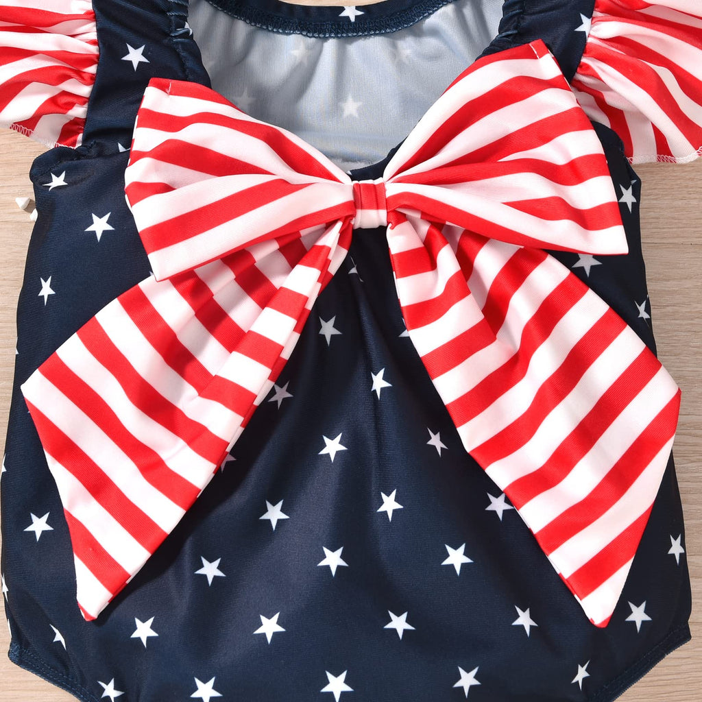 HIHA Infant Toddler Girl American Flag Patriotic Swimsuit One Piece 4th of July Independence Day Swimwear Bathing Suit 18-24 Months