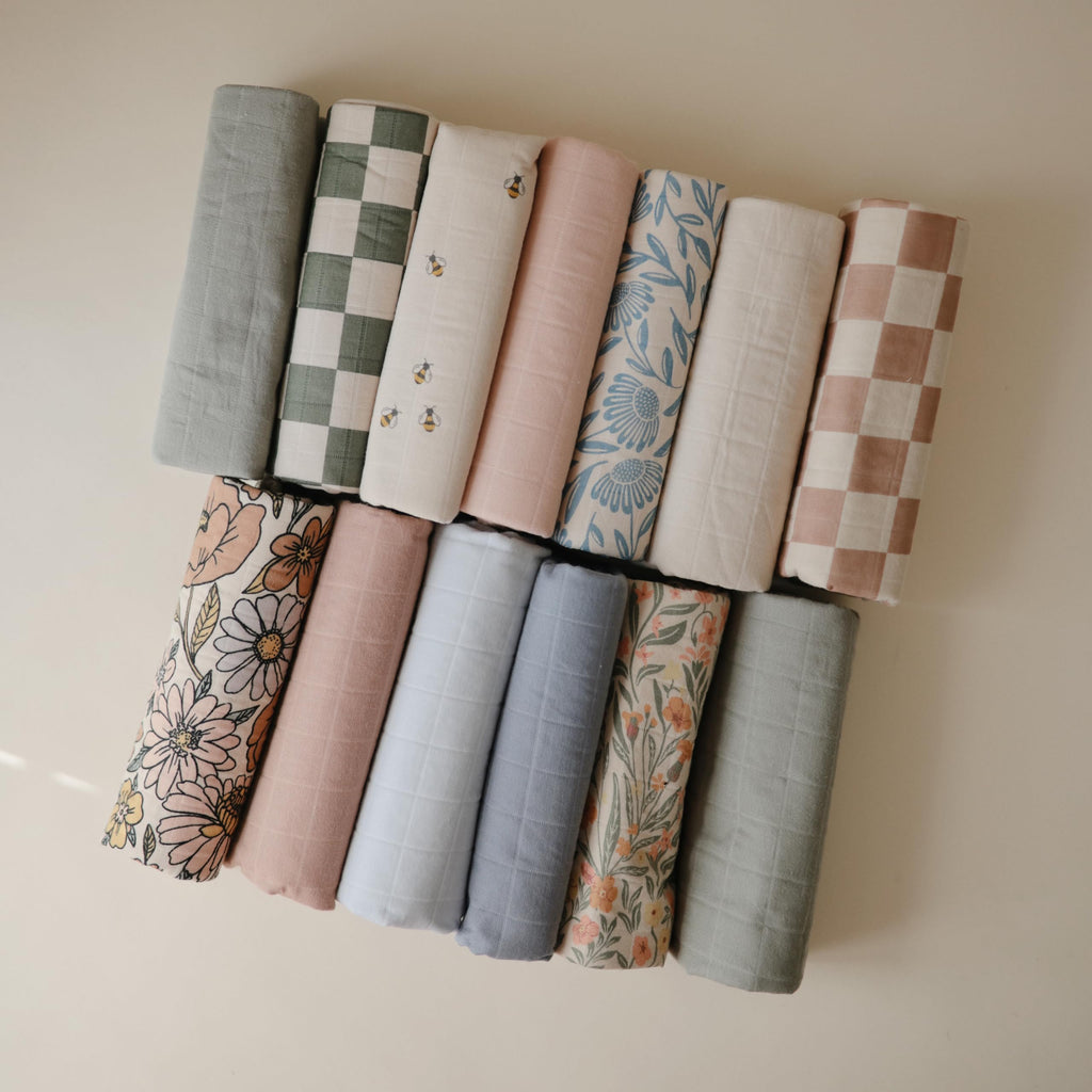 mushie Water Repellent Changing Pad Liners | Cotton (Olive Check Combo)