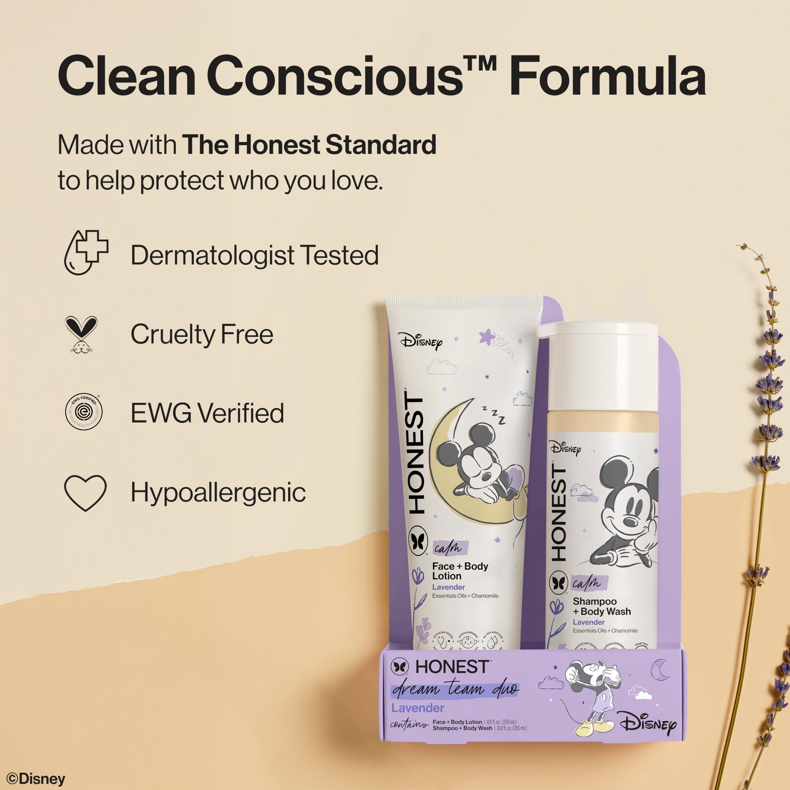 The Honest Company Shampoo, Body Wash & Lotion Bundle, Lavender, 18.5 fl oz