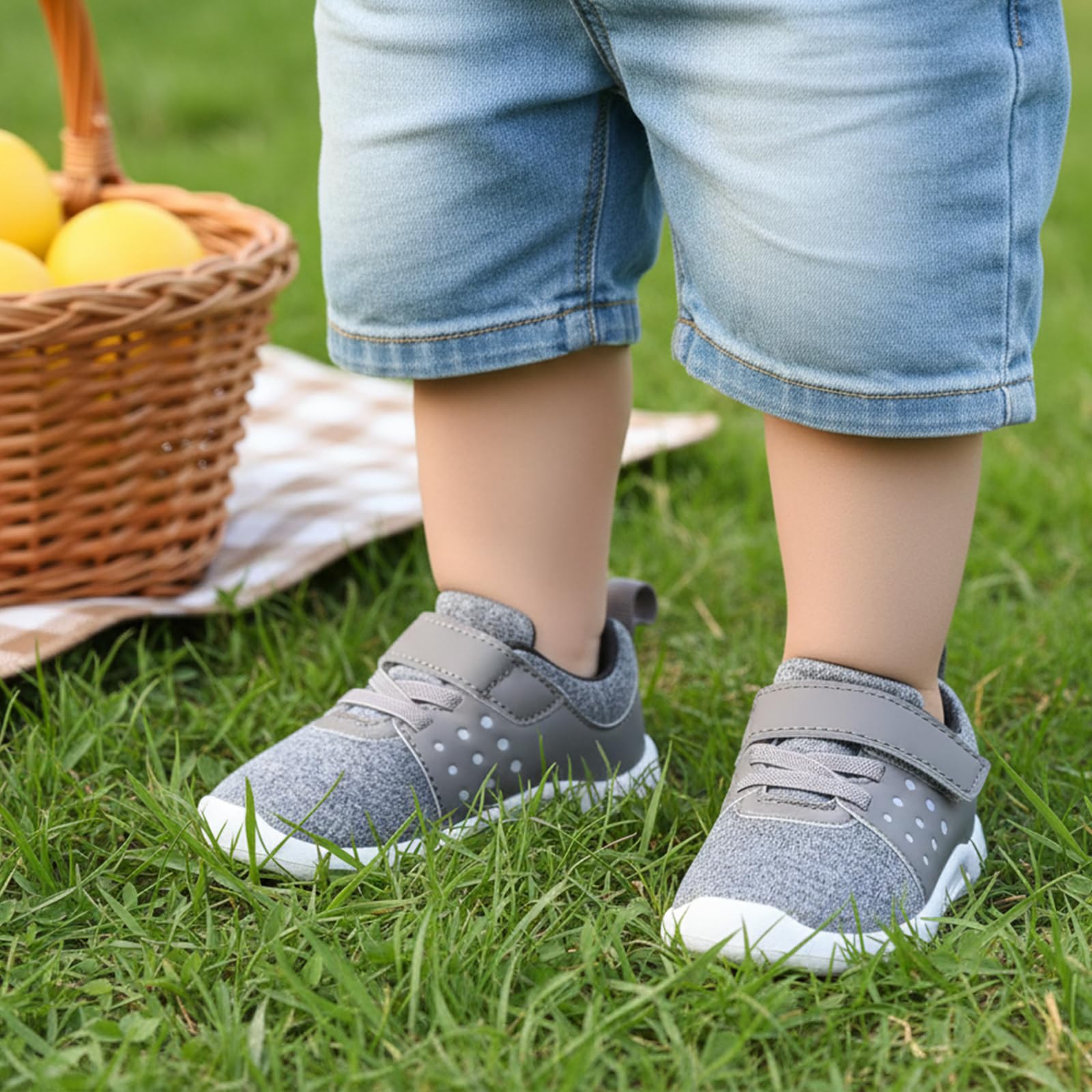 MORENDL Toddler Baby Shoes 0-4 Years Boy Girl Lightweight Breathable Non-Slip Sports Sneakers Running Walking Tennis Barefoot Shoes MixGrey 9-12Months