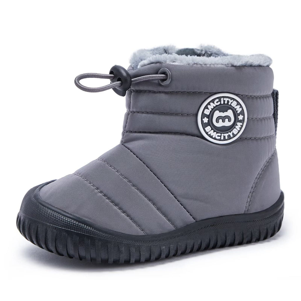 BMCiTYBM Baby Snow Boots Boys Girls Winter Infant Shoes Non Slip 6 9 12 18 24 Months Faux Fur Grey Size 6-12 Months Infant