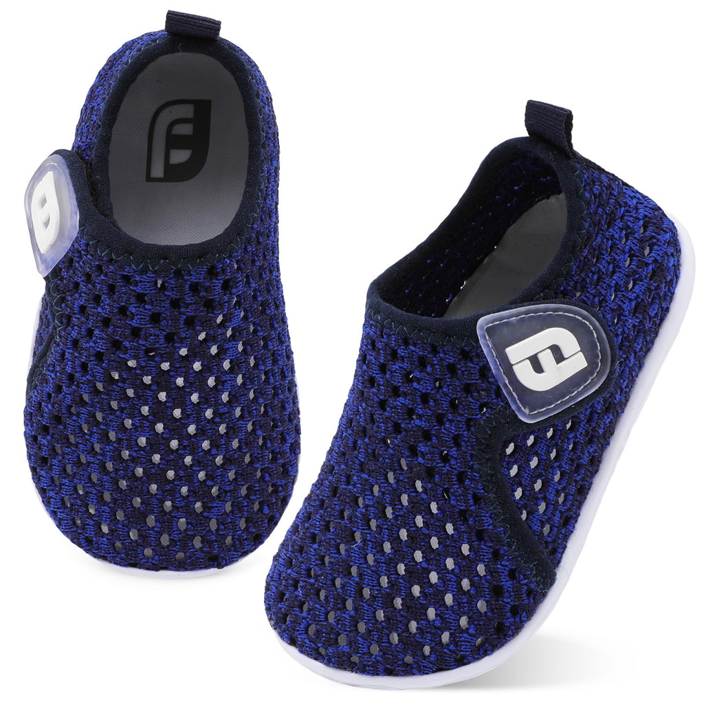 Baby Boys Girls Sports Sandals Lightweight Anti Slip Rubber Sole Beach Aqua Water Shoes Mesh BlackBlue 6-12 Months Infant