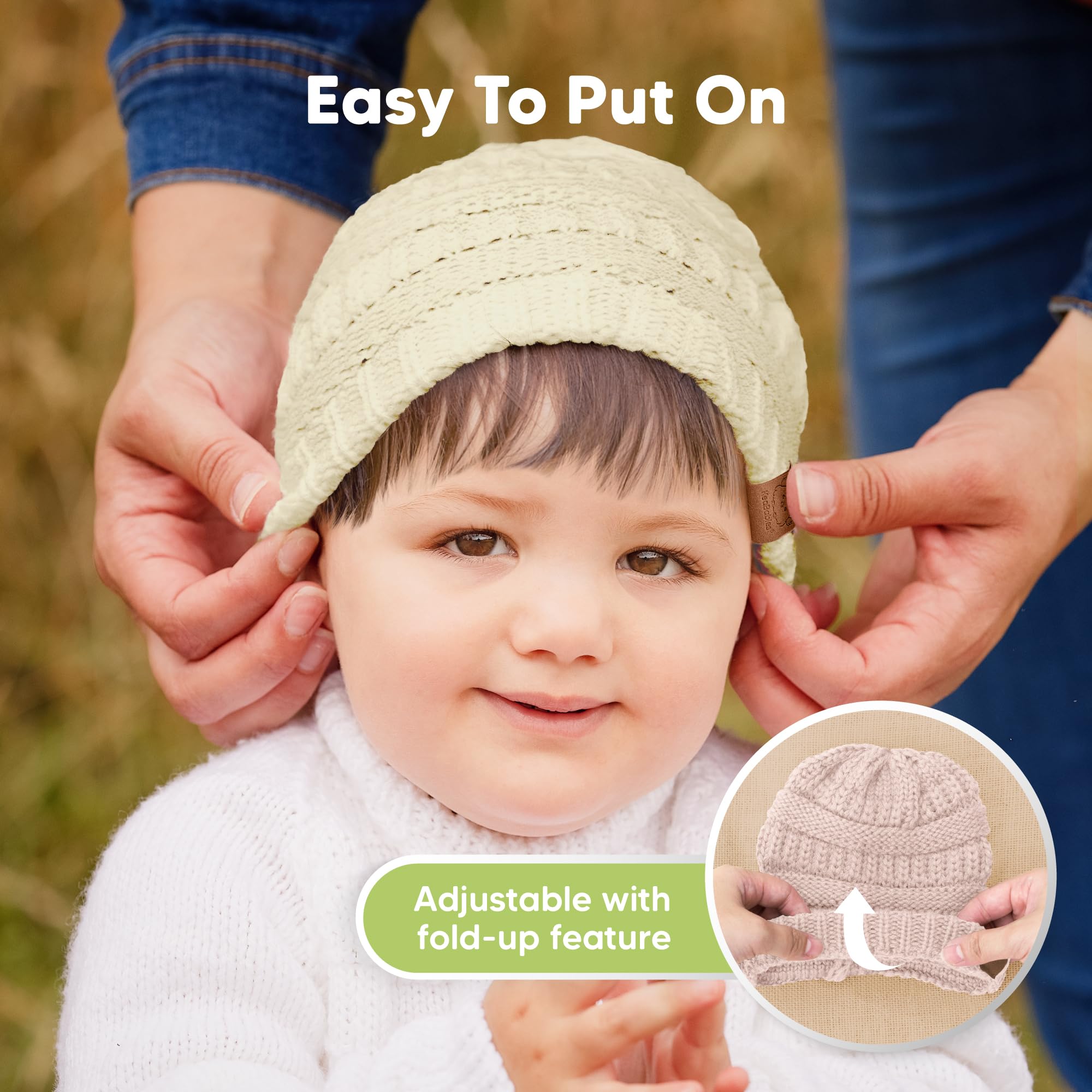 KeaBabies 3-Pack Baby Beanies for Boys, Girls,Soft Cute Baby Hat (Tea Rose, 6-36M)