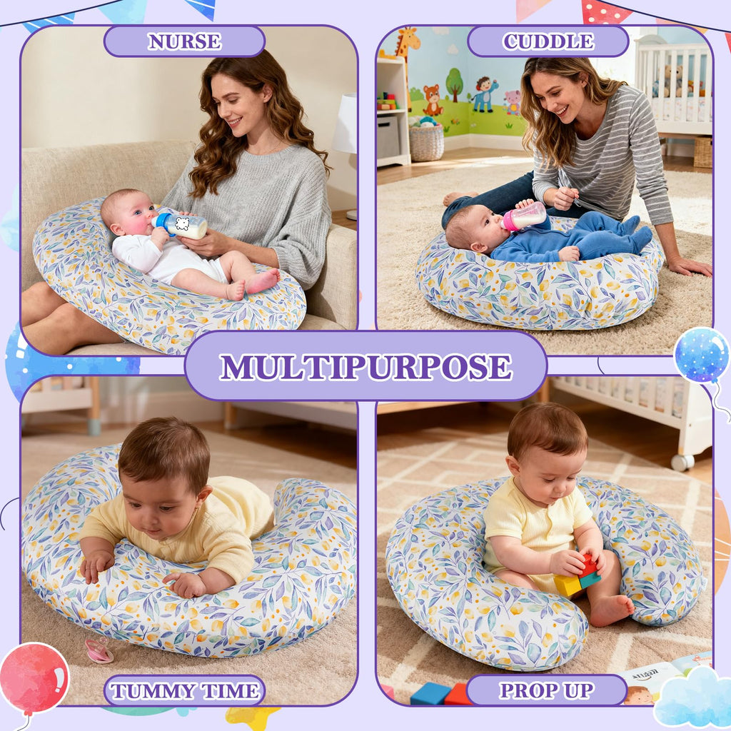 LLCJYYCY Nursing Pillow, Ergonomic Breastfeeding Pillow for Breastfeeding & Bottle Feeding, Standard Size Breathable with Washable Cover, Hypoallergenic, Tummy Time & Sitting Support (0-12Months)