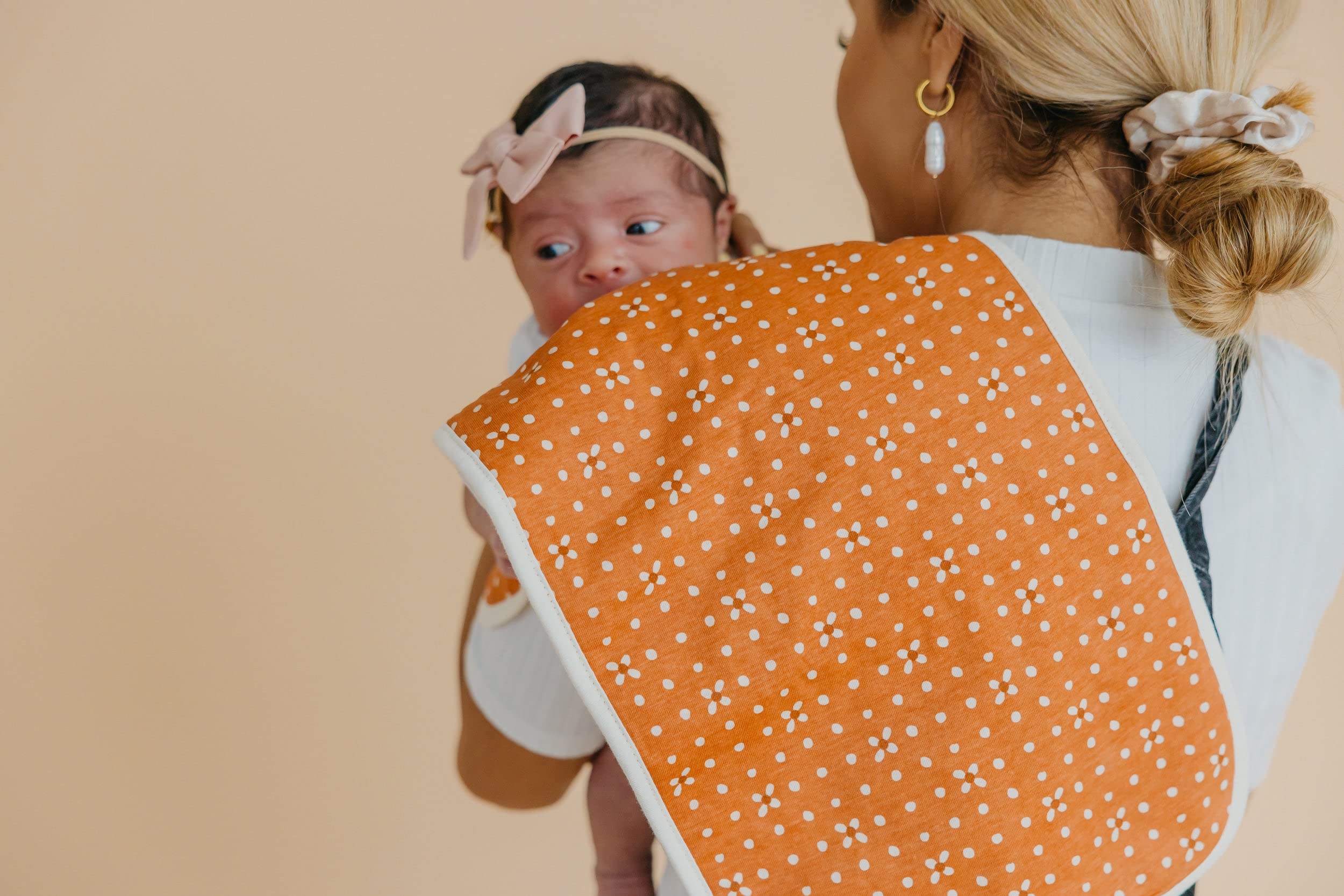 Copper Pearl Premium Baby Burp Cloths - 3-Pack Large Cotton Burp Cloths, Extra Soft Spit Up Rags with 3 Absorbent Layers, Perfect for Baby Boy and Baby Girl Gifts (21" x 10" Size, Rue Set)