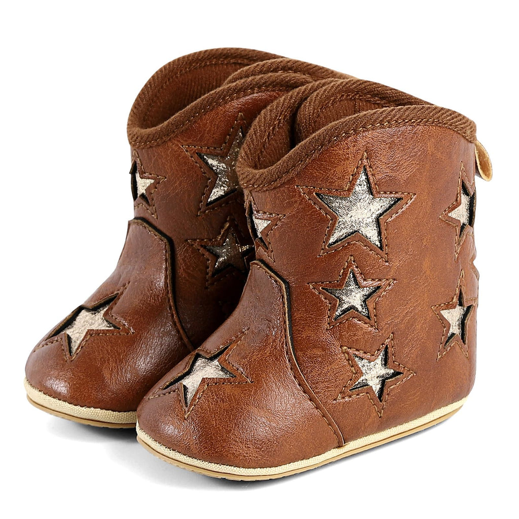 MK MATT KEELY Leather Western Boots Cowboy Bootie Soft Sole Non-Slip Crib Shoes for Baby Infant Toddler Girls Boys Newborn