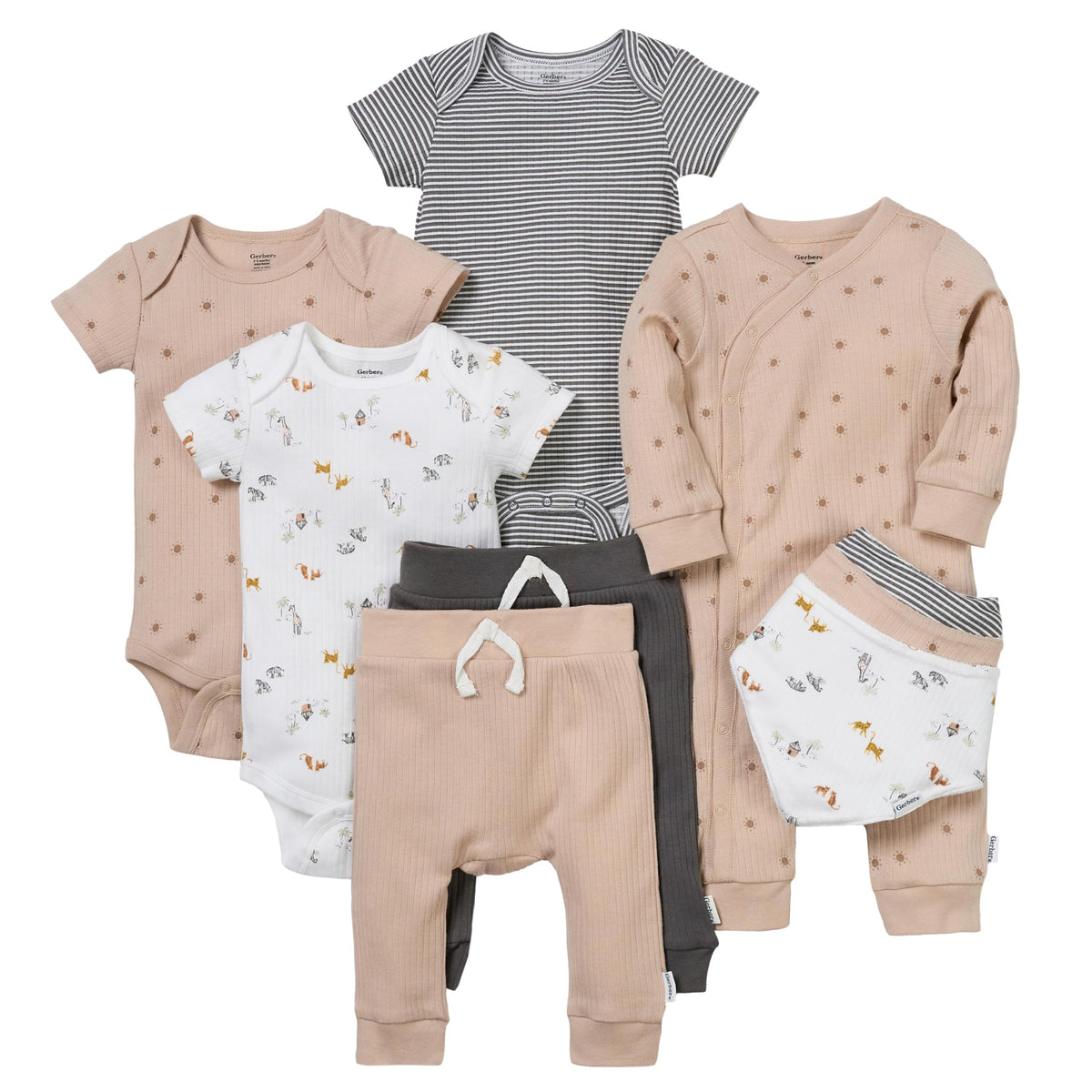 Gerber Unisex Baby 9-Piece Baby Gift Set for Newborn Boys & Girls – Premium Cotton Baby Essentials Layette Set, Garden, 6-9 Months