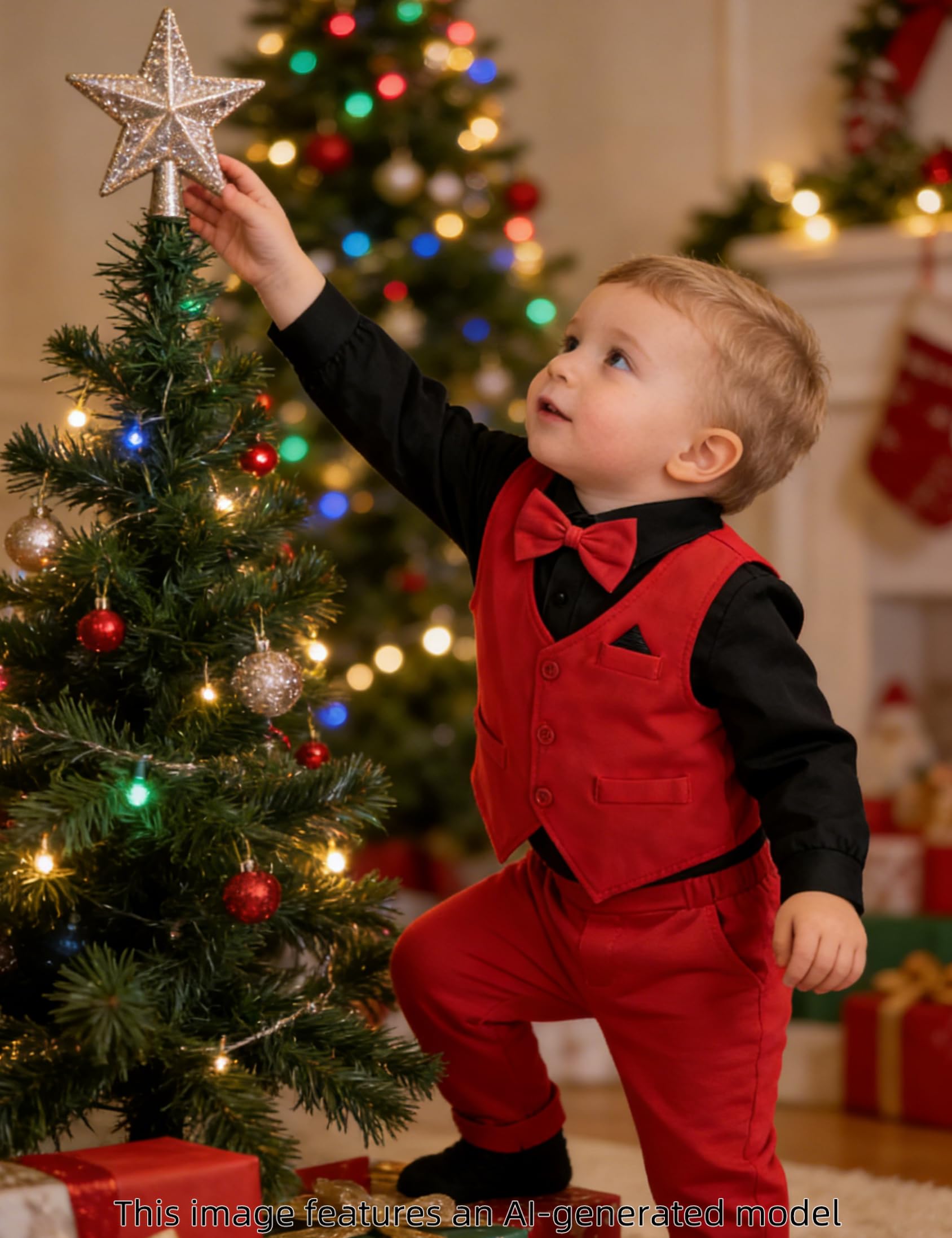 Baby Boy Valentines Outfit Christmas Dress Suit Black and Red 9-12 Months