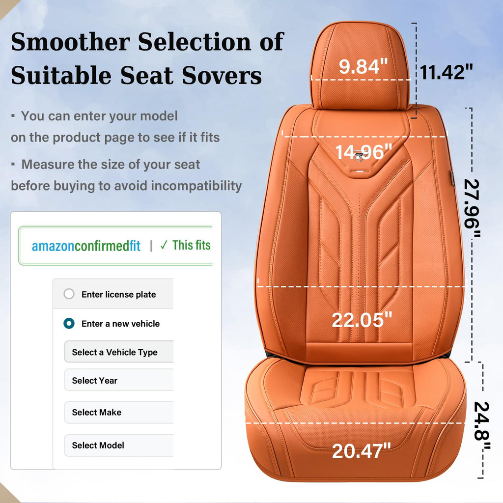 Coverado Seat Covers, Car Seat Covers Front Seats, Leather Seat Covers for Cars, Automotive Seat Covers Car Seat Protector Car Seat Cushion Universal Fit for Most Sedans SUV Pick-up Truck(Orange)