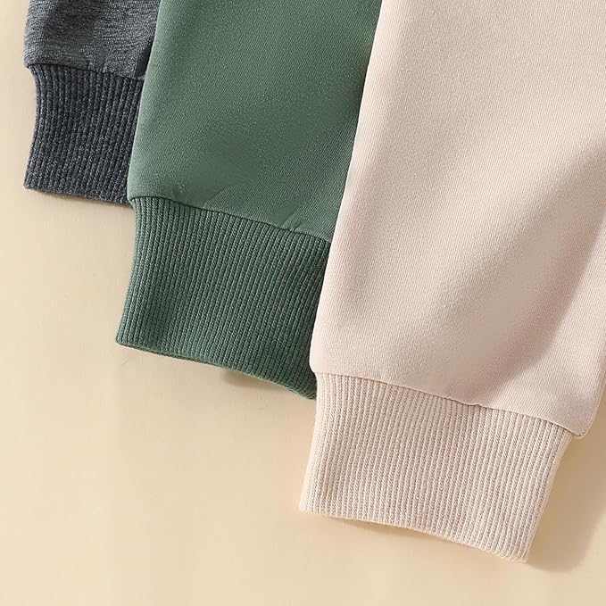 Sejardin Toddler Baby Boy Girl Pants 3 Pack Solid Color Elastic Waist Jogger Sweatpants Newborn Infant Casual Bottoms