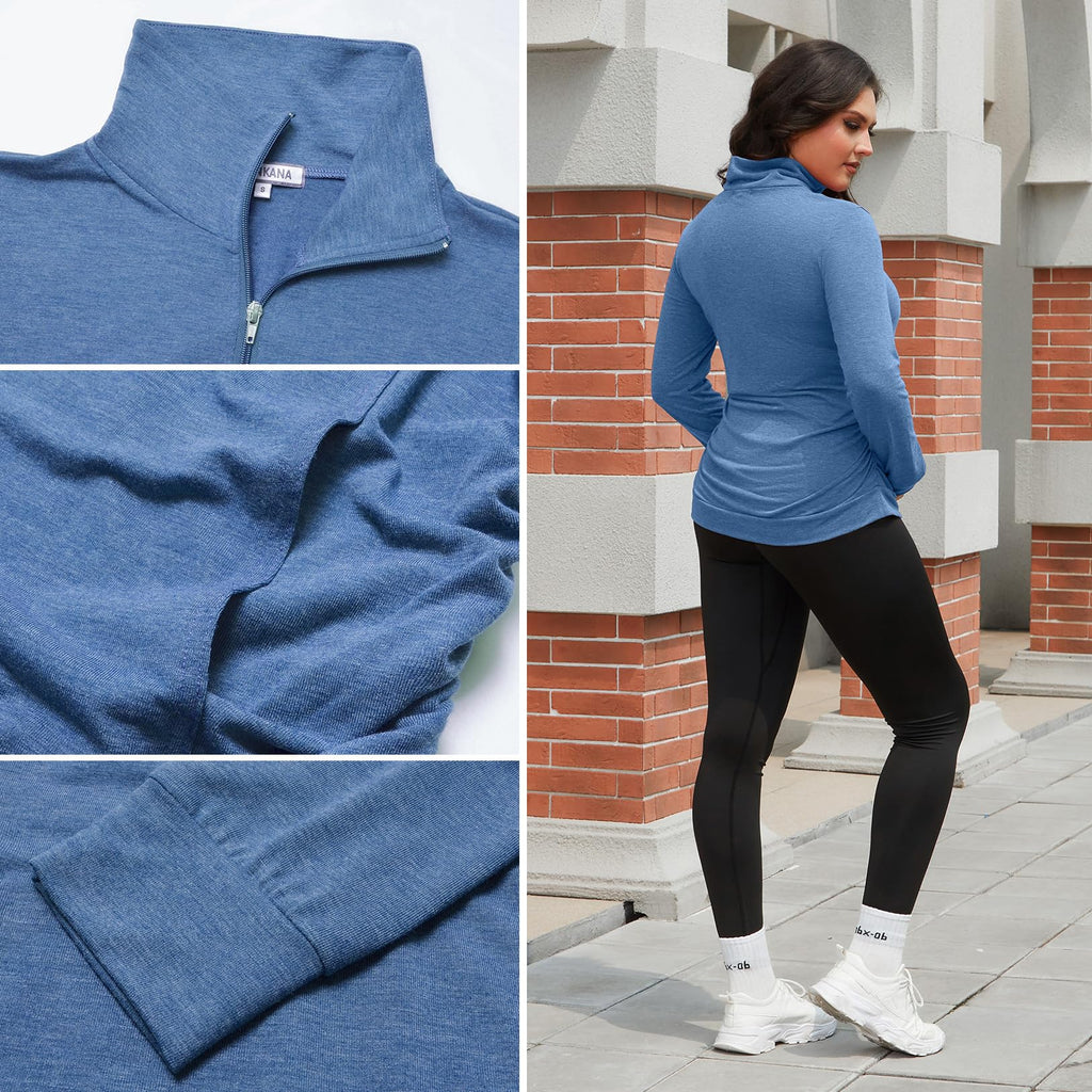 GINKANA Women's Maternity Long Sleeve Shirt Lapel Half Zip Up Sweatshirt Solid Casual Pullover Tops,Teal,XL