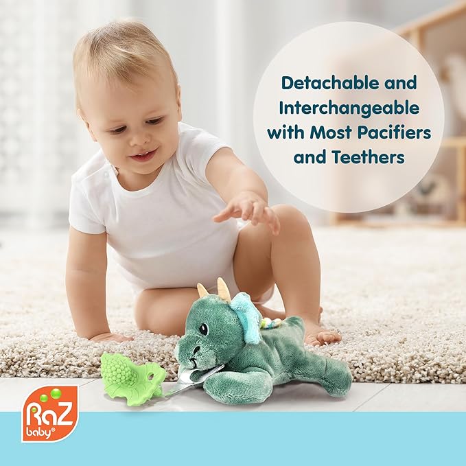 RaZbaby Sloth RaZbuddy w/RaZberry Teething Relief Pacifier – Soothes Sore Gums w/Nature-Inspired Texture, 100% BPA-Free Silicone Teether, Detachable Stuffed Animal – 3 Months+ Teether, Tan