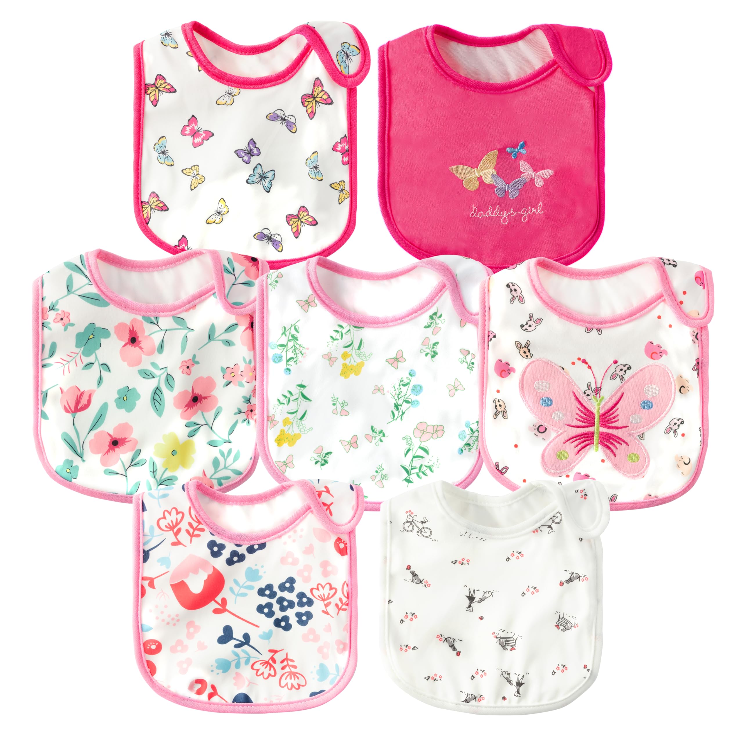 2ooya 7Pcs Waterproof Cotton Baby Bibs for Feeding Drooling Teething Eating