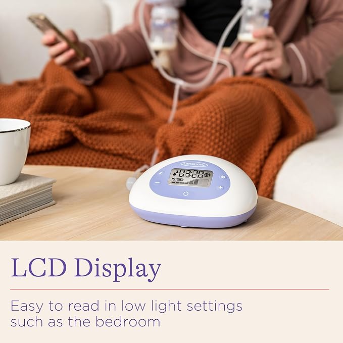Lansinoh Signature Pro Portable Double Electric Breast Pump with LCD Screen | 3 Power Modes, 25mm Flanges, 2 Bottles, 1 Slow Flow Nipple, & Carry Bag