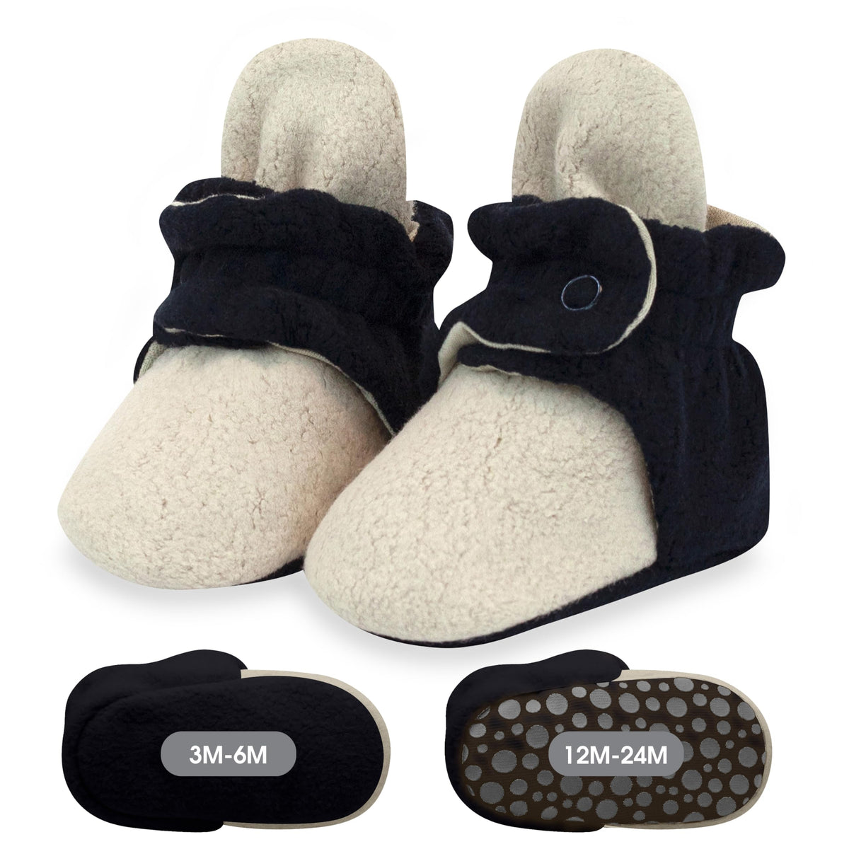 Zutano Unisex Fleece Baby Booties with Organic Cotton Lining, Newborn Essentials, True Navy, 3 Months